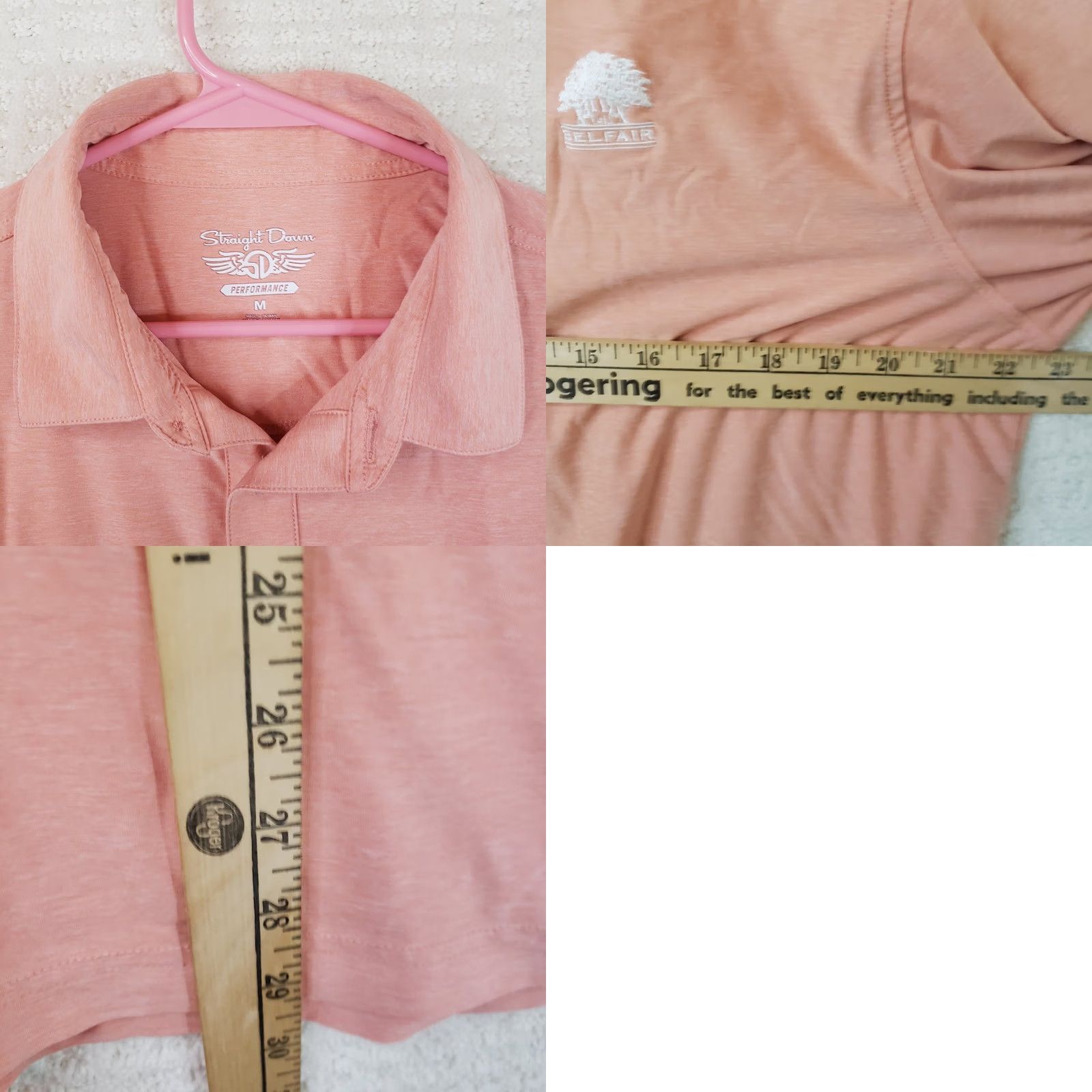 Vintage Straight Down Performance Golf Polo Shirt Men M Coral Collared Button Closure Golf Belfair Hilton Head Size US M / EU 48-50 / 2 - 9 Thumbnail