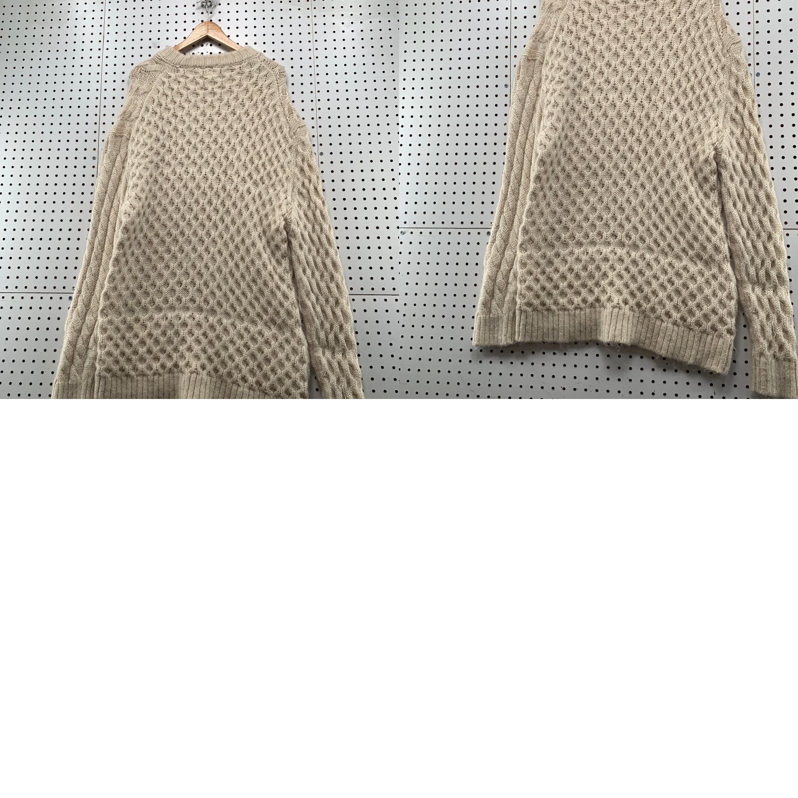 H&M H&M Edition By John Boyega 100% Wool Sweater Womens Large Beige Oversized Size L / US 10 / IT 46 - 9 Thumbnail