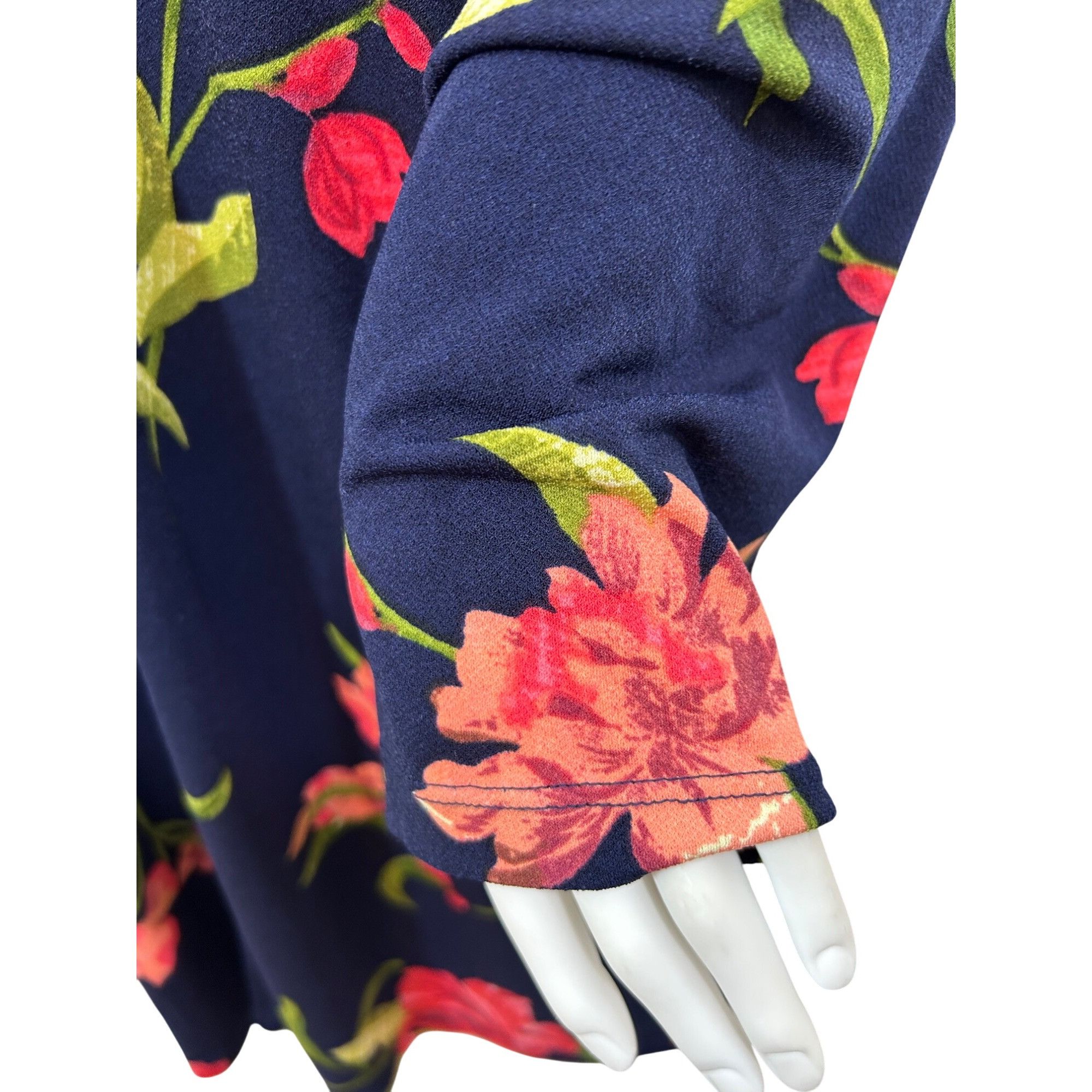 Other Susan Graver QVC Mini Dress 1XP Navy Floral V-Neck Button Do Size XL / US 12-14 / IT 48-50 - 9 Thumbnail