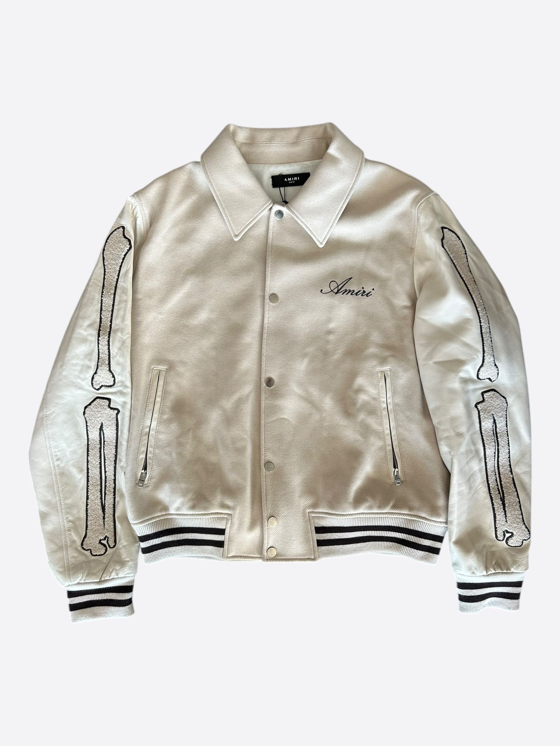 Amiri Amiri Beige & Brown Bones Varsity Jacket Size US XS / EU 42 / 0 - 1 Thumbnail