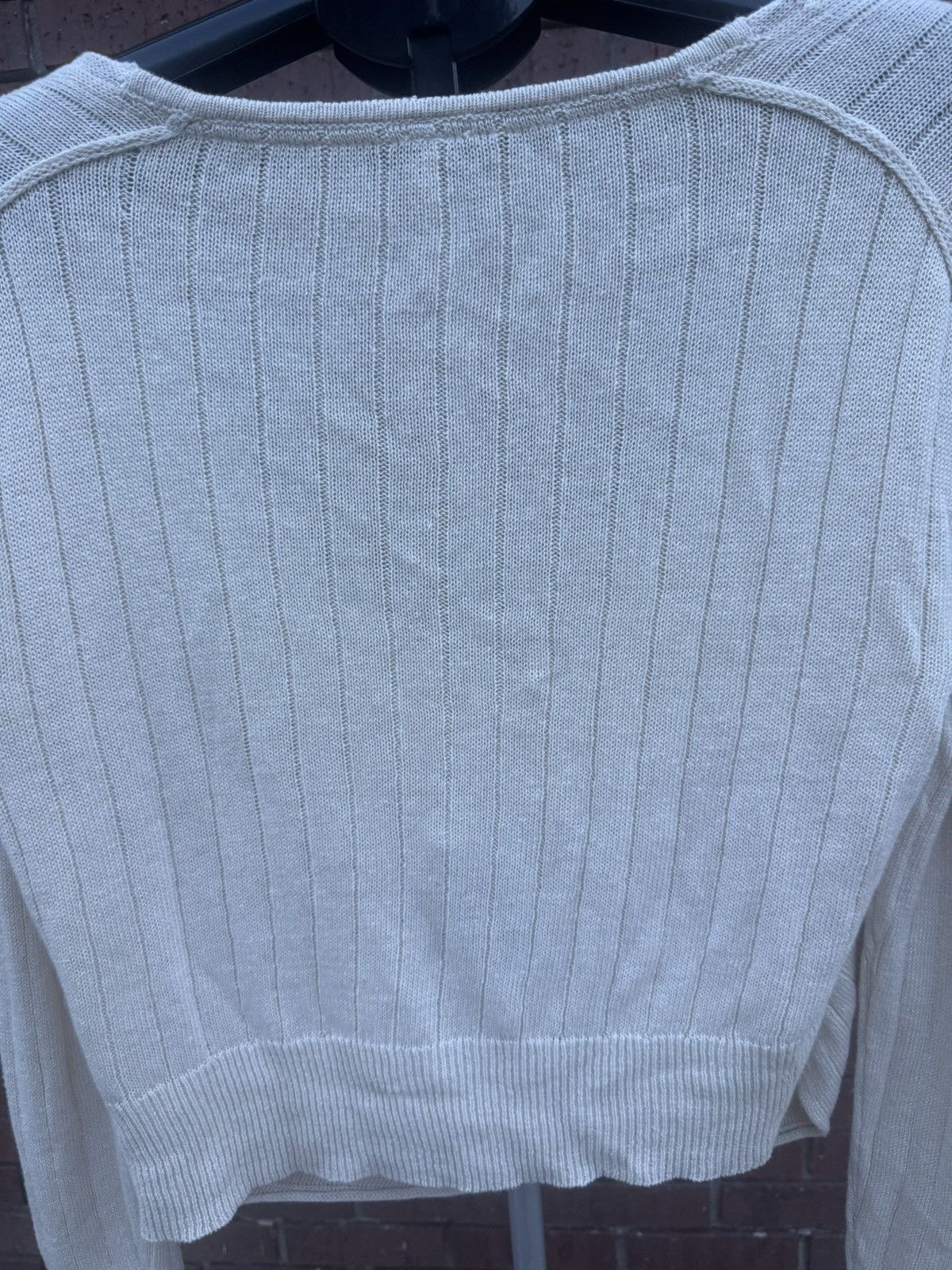 Free People Free People V-Neck Twisted Knot Front Linen Knit Sweater Size M / US 6-8 / IT 42-44 - 6 Thumbnail