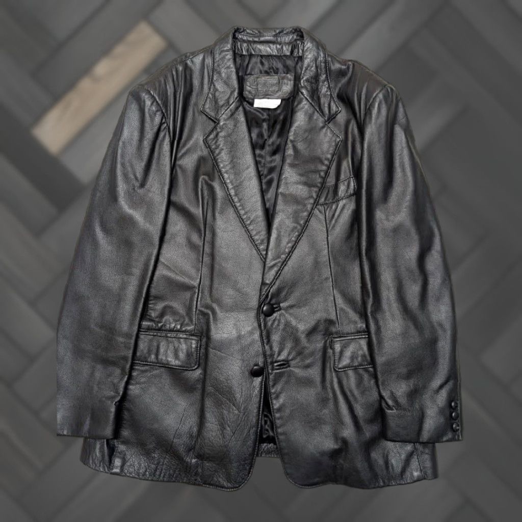 Vintage VINTAGE Leather blazer Leather Ranch 46R XL Black Mens Blazer 1990s deerskin butter-soft Leather Ranch 46R XL Black Mens Blazer 90s Size 46R - 1 Thumbnail