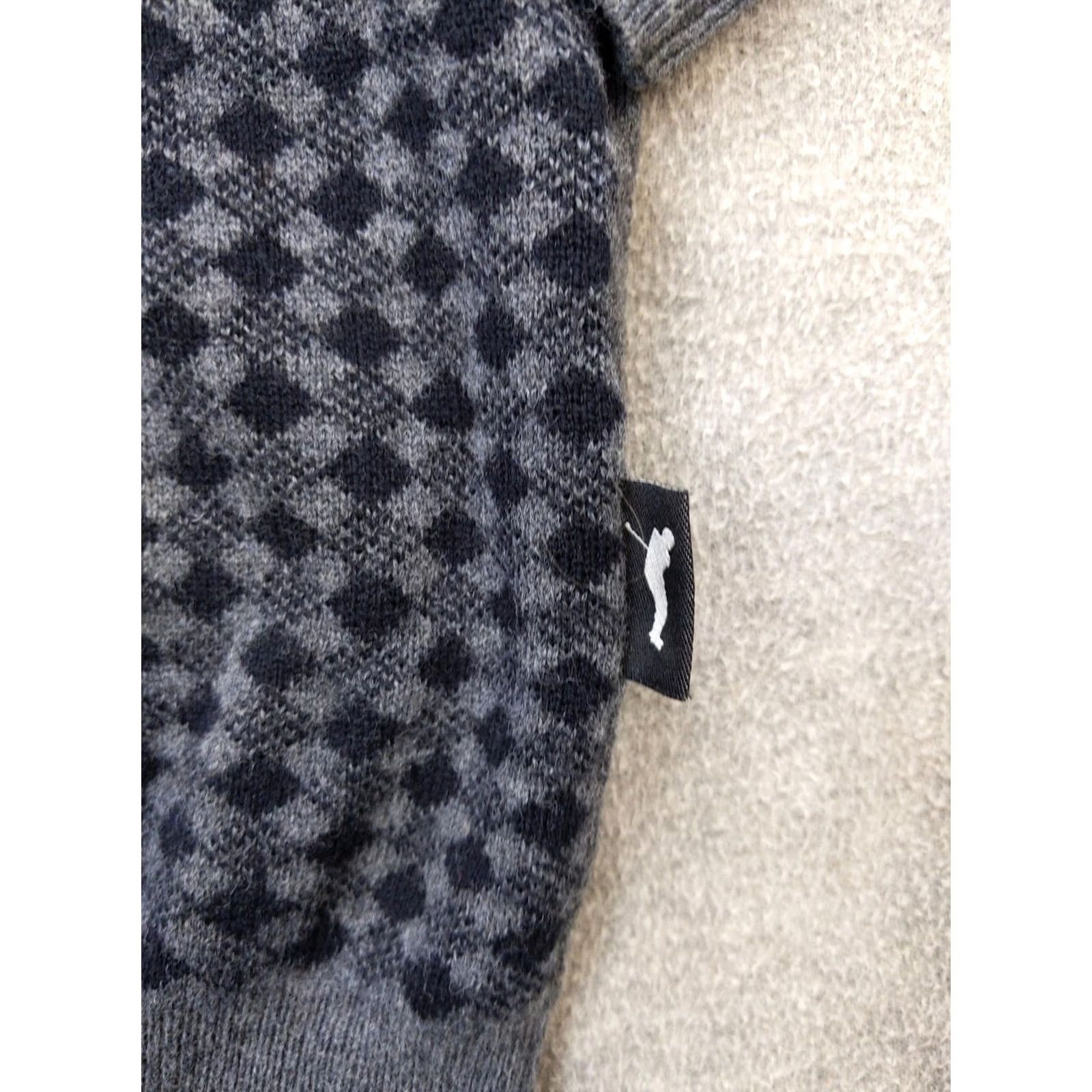 Vintage GOLFINO Mens 2XL Gray Argyle V-Neck Merino Wool Knit Sweater Pullover Sports Golf Knit Shirt Size US XXL / EU 58 / 5 - 2 Thumbnail