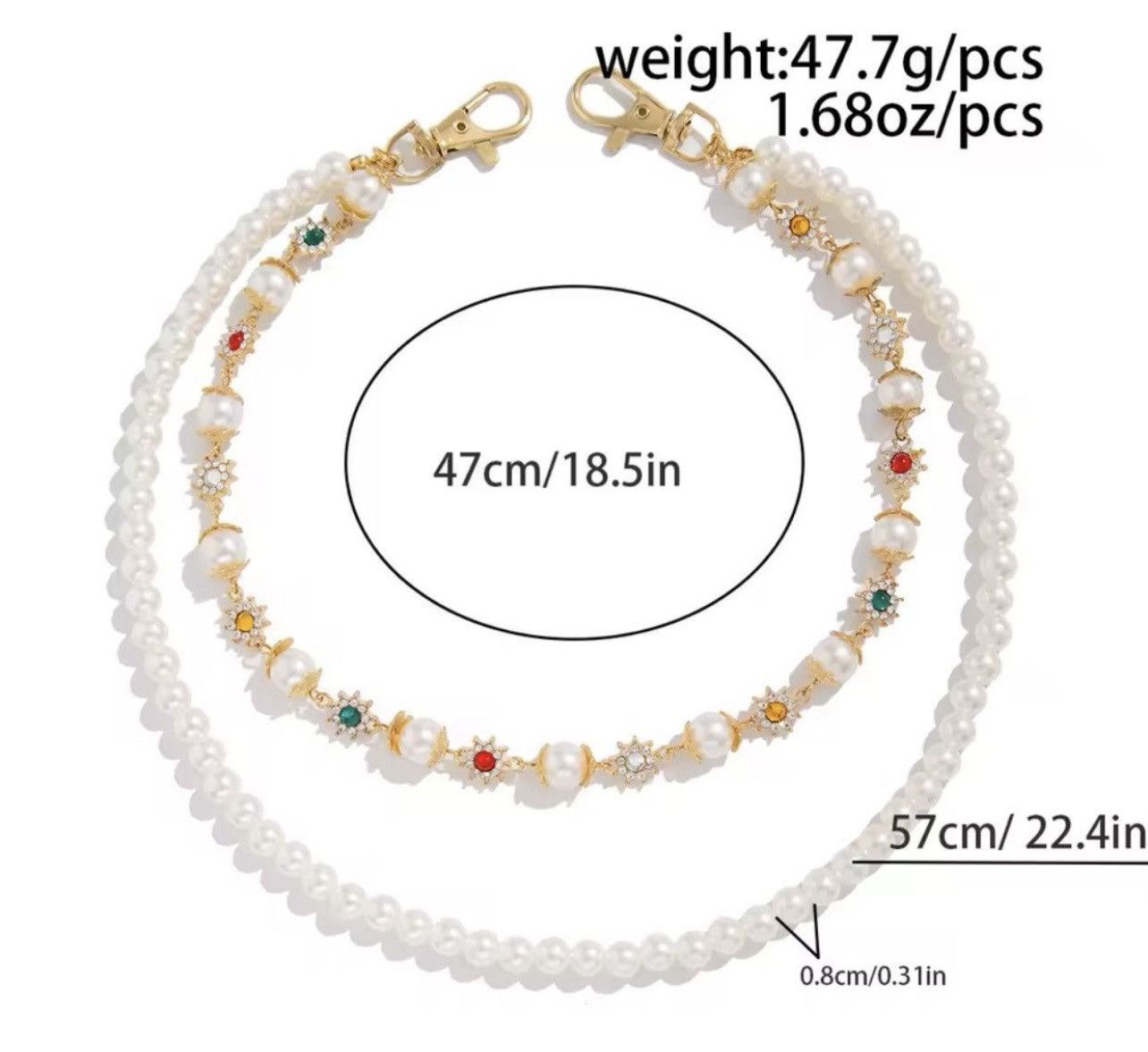 Other Exquisite Imitation Pearl Keychain Wallet Belt Chain Size ONE SIZE - 6 Thumbnail