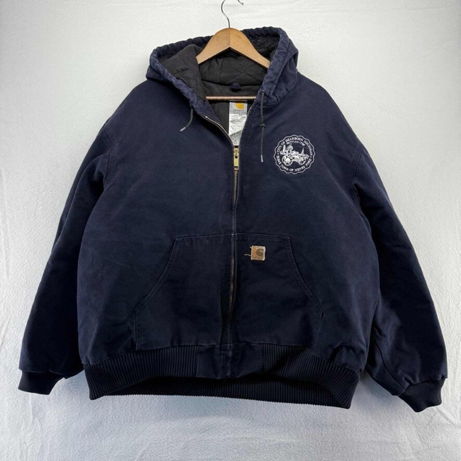 Carhartt Jacket Men's 2XL Blue Navy Canvas J130 Zip Vintage