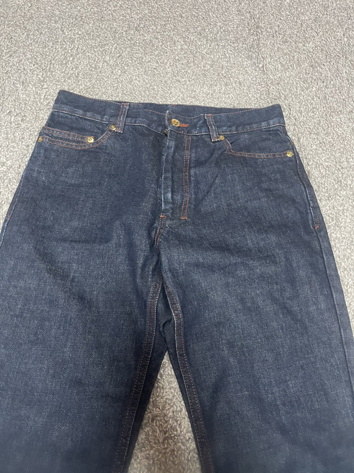 Yves Saint Laurent YSL Dark Indigo Denim Red Stitch Jeans 44 Size 40" / US 18 - 10 Thumbnail