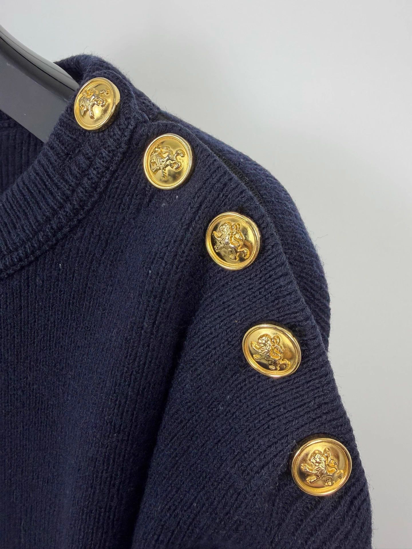 Saint Laurent Paris SLP 16fw navy epaulette lion gold buttons knit L Size US L / EU 52-54 / 3 - 3 Thumbnail