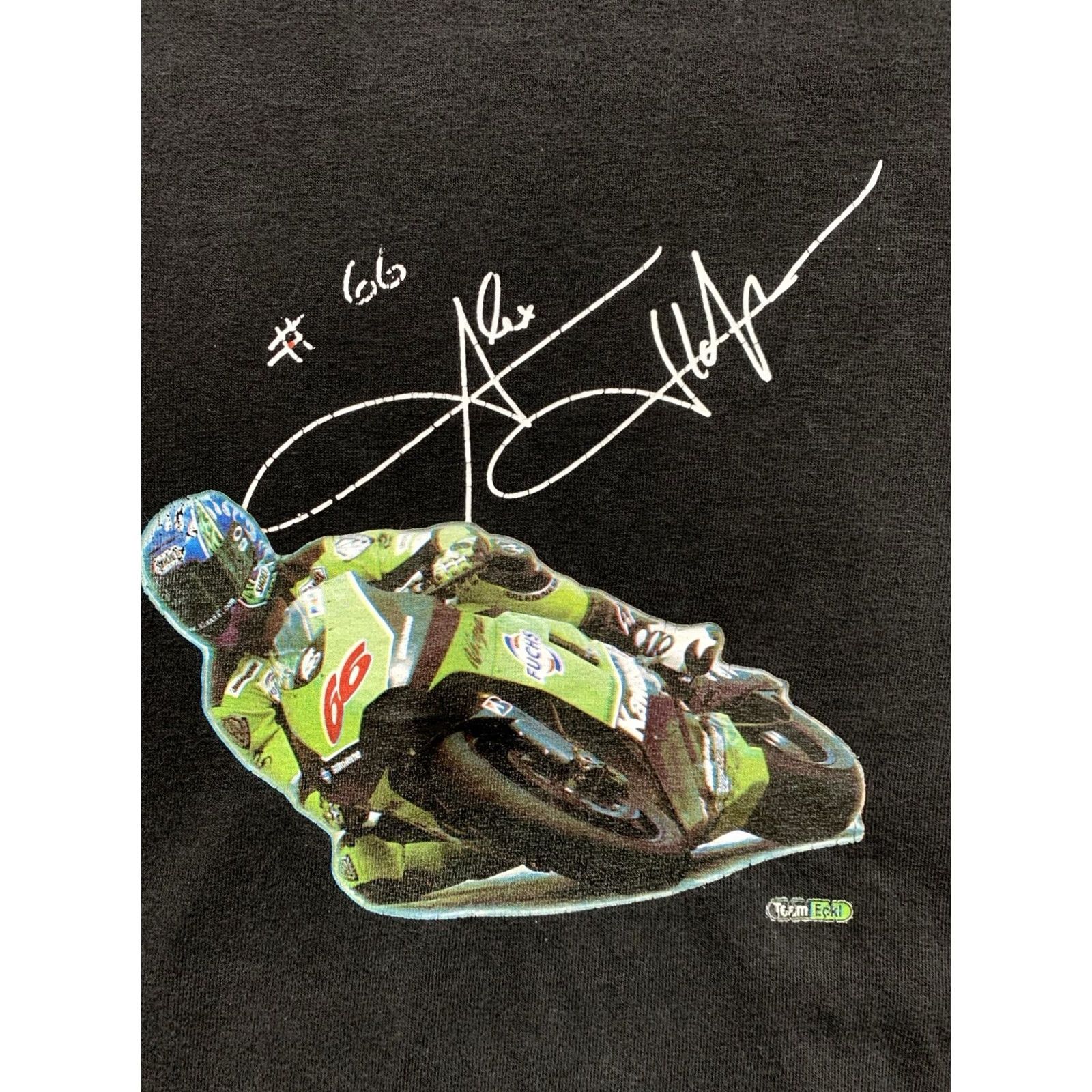 Vintage VINTAGE Kawasaki NINJA 66 RACING TEE T SHIRT Mens XL Black Graphic Print Crew Neck Short Sleeve Cotton Shirt Size US XL / EU 56 / 4 - 4 Thumbnail