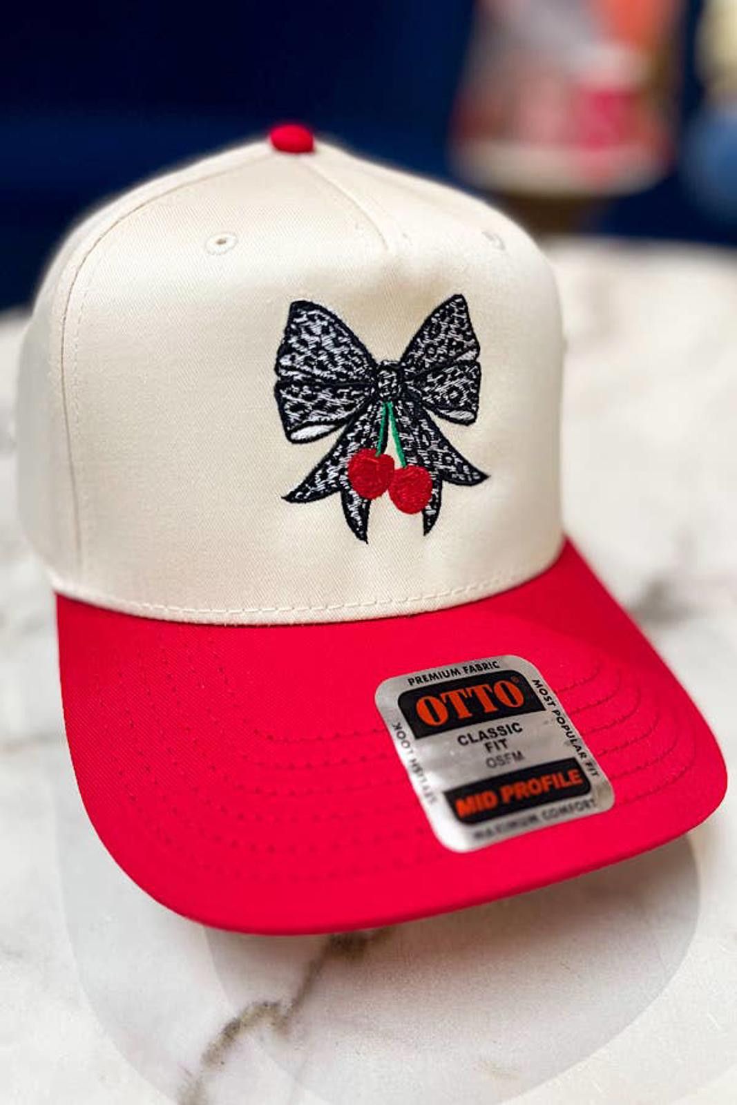 Other Leopard Bow with Cherries Embroidered Hat Size ONE SIZE - 1 Thumbnail