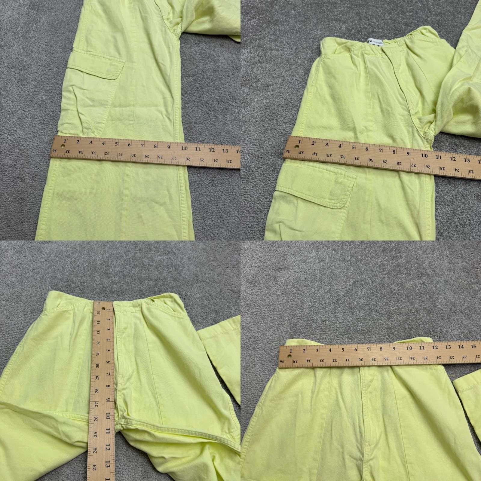 Zara Zara Wide Leg Cargo Pants Womens 0 Yellow High Rise Cotton Blend Elastic Waist Shirt Pants Womens XS XS? Size 25" / US 0 / IT 36 - 9 Thumbnail