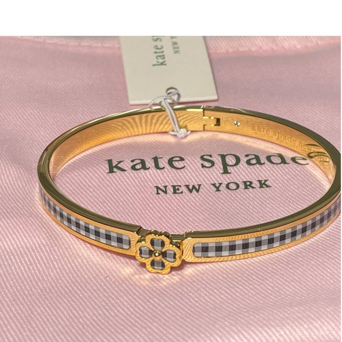 Kate Spade Kate Spade Thin Hinged Bangle Bracelet Black Plaid New Size ONE SIZE - 6 Thumbnail