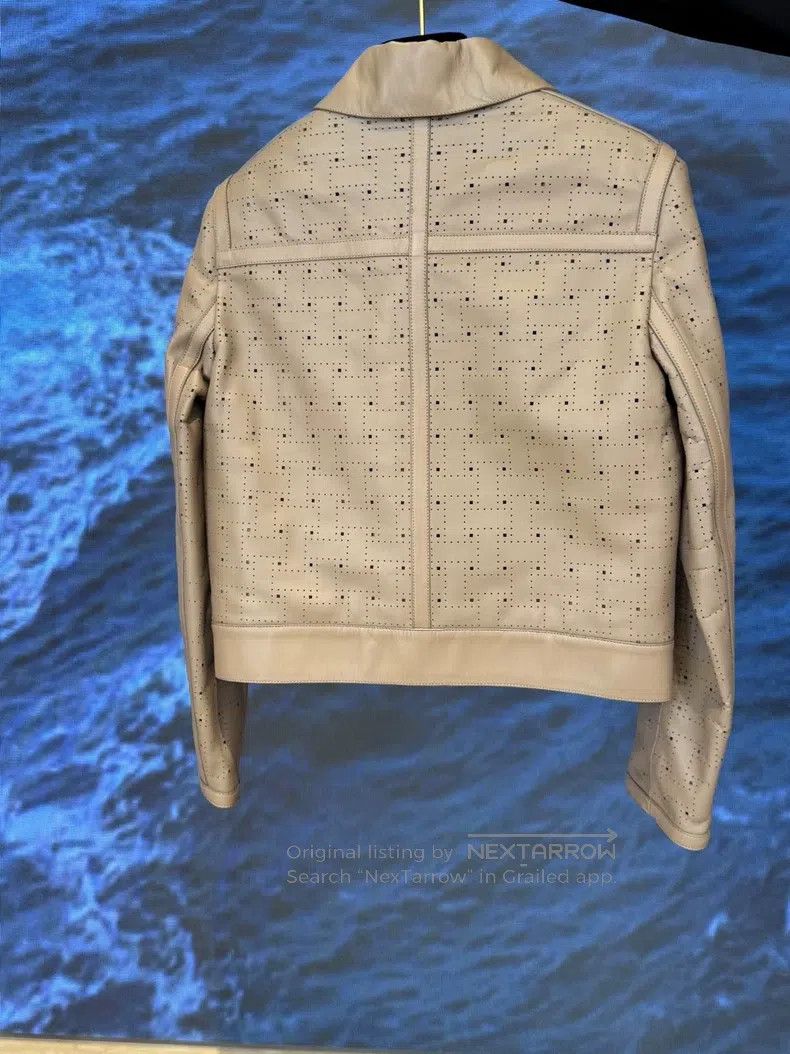Hermes Cut-Out Leather Jacket, Elephant Grey