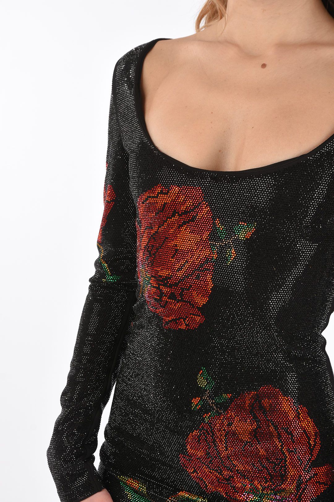 Philipp Plein og1mm0824 All Over Mini Dress With Roses in Multicolor Size S / US 4 / IT 40 - 3 Thumbnail