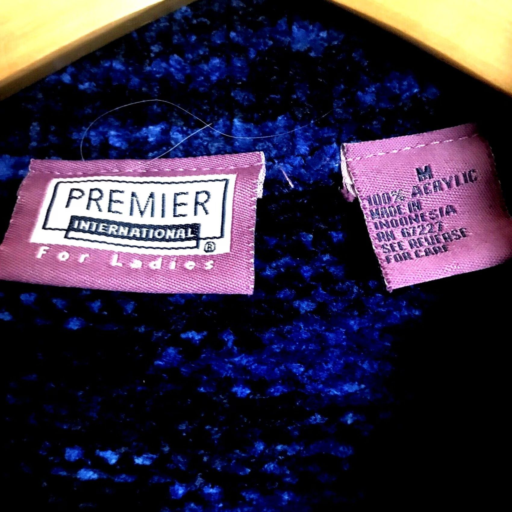 Velour Premier International Velour Sweater Jacket Womens Medium Blue Full Zip Casual Size M / US 6-8 / IT 42-44 - 3 Thumbnail