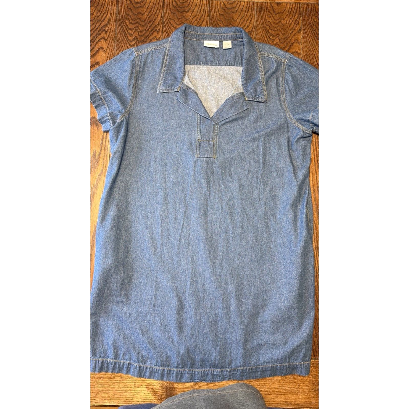 Denime The Vermont Country Store Denim Short Sleeve Popover Dress Women’s XL Pockets Blue Size 40" / US 18 - 4 Thumbnail