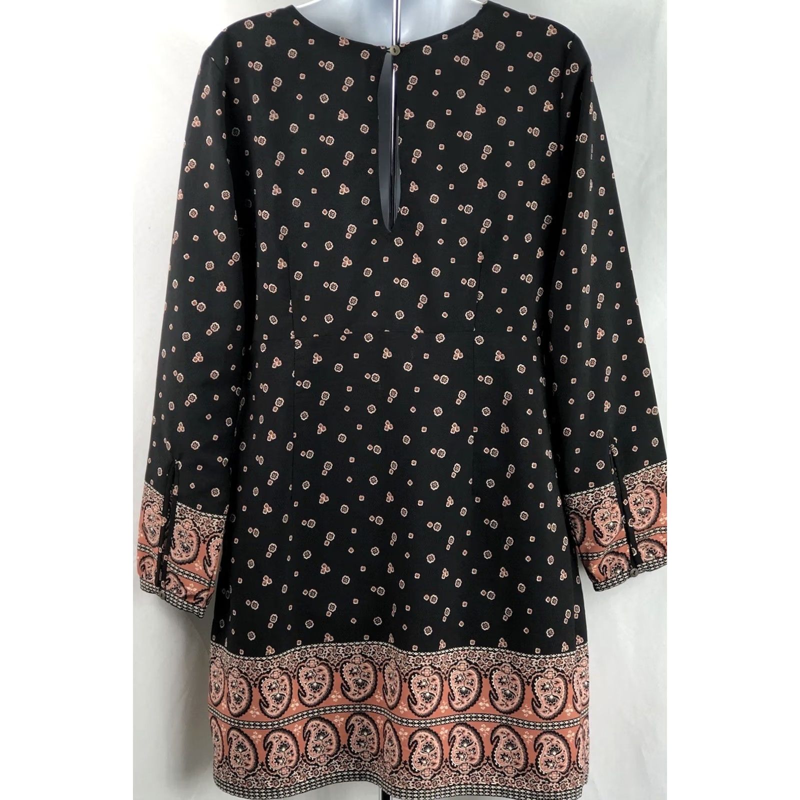 Abercrombie & Fitch Abercrombie & Fitch shift dress M Blk Peach Paisley Geo Silky Tunic Long Sleeve Size M / US 6-8 / IT 42-44 - 3 Thumbnail