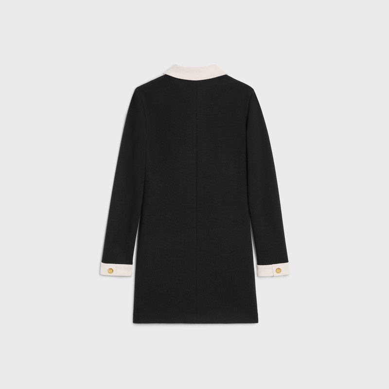 Celine o1w1db10526 2X49O7 Mini Trapeze Dress in Black/White Size L / US 10 / IT 46 - 2 Thumbnail