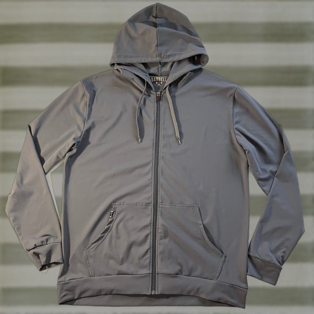 Vintage VINTAGE Barbell Apparel Men's Full Zip Hoodie Lightweight Gray XL Size US XL / EU 56 / 4 - 1 Thumbnail