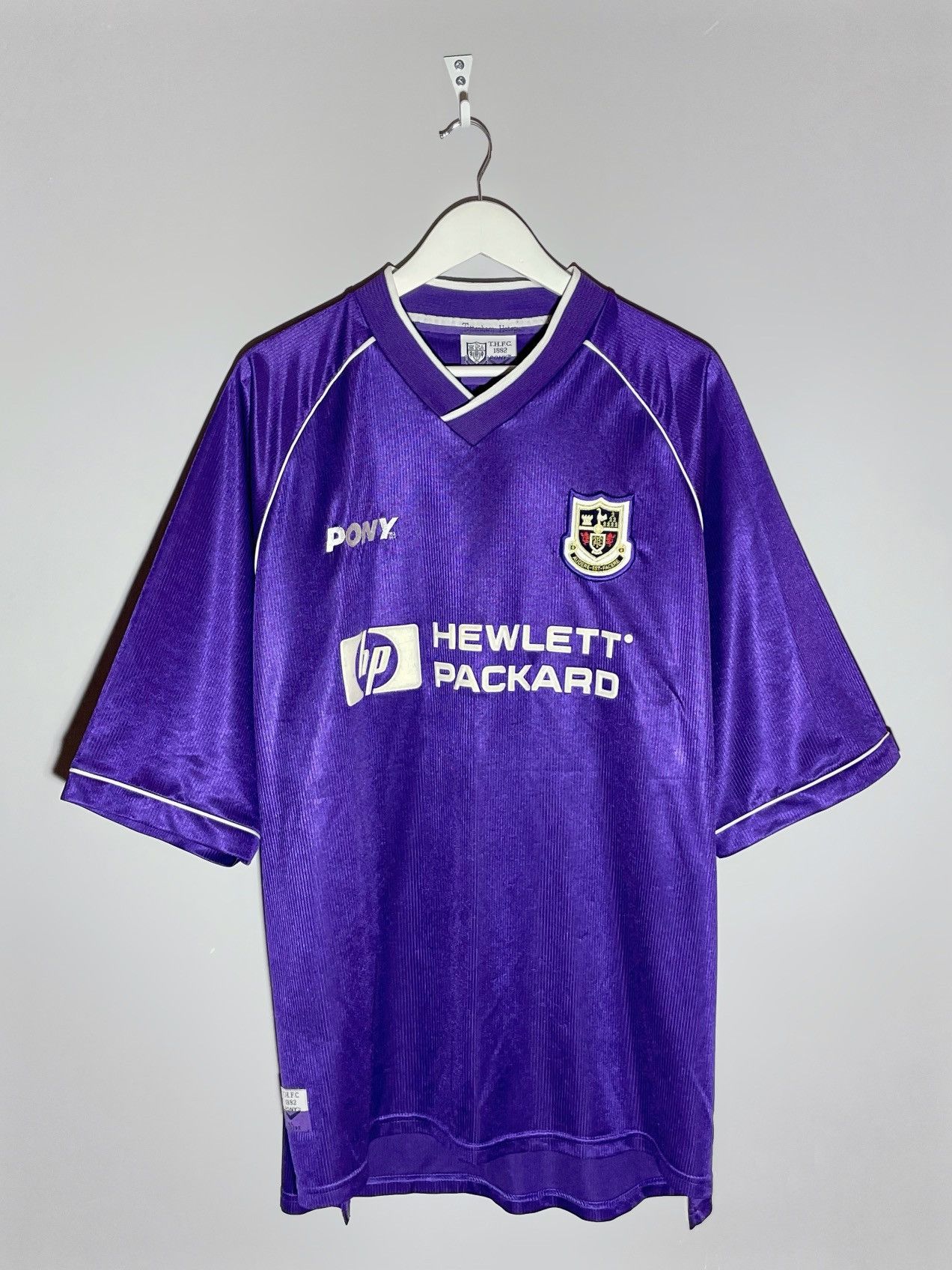 image of Tottenham Hotspur Pony 1998/99 Vintage Y2K Football Shirt in Purple, Men's (Size 2XL)