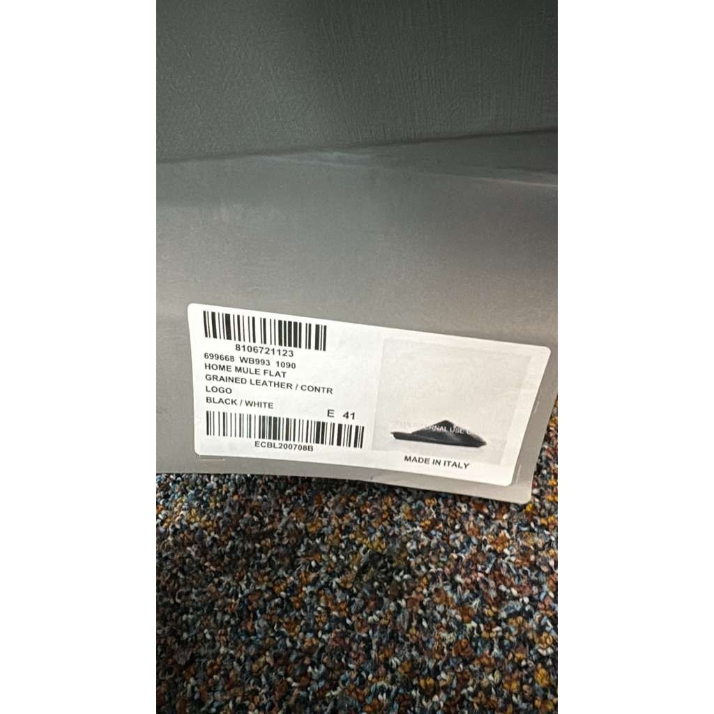 Balenciaga o1rshd1 Logo Grained Leather / Control Home Mule Flat Black Size US 8 / EU 41 - 19 Thumbnail