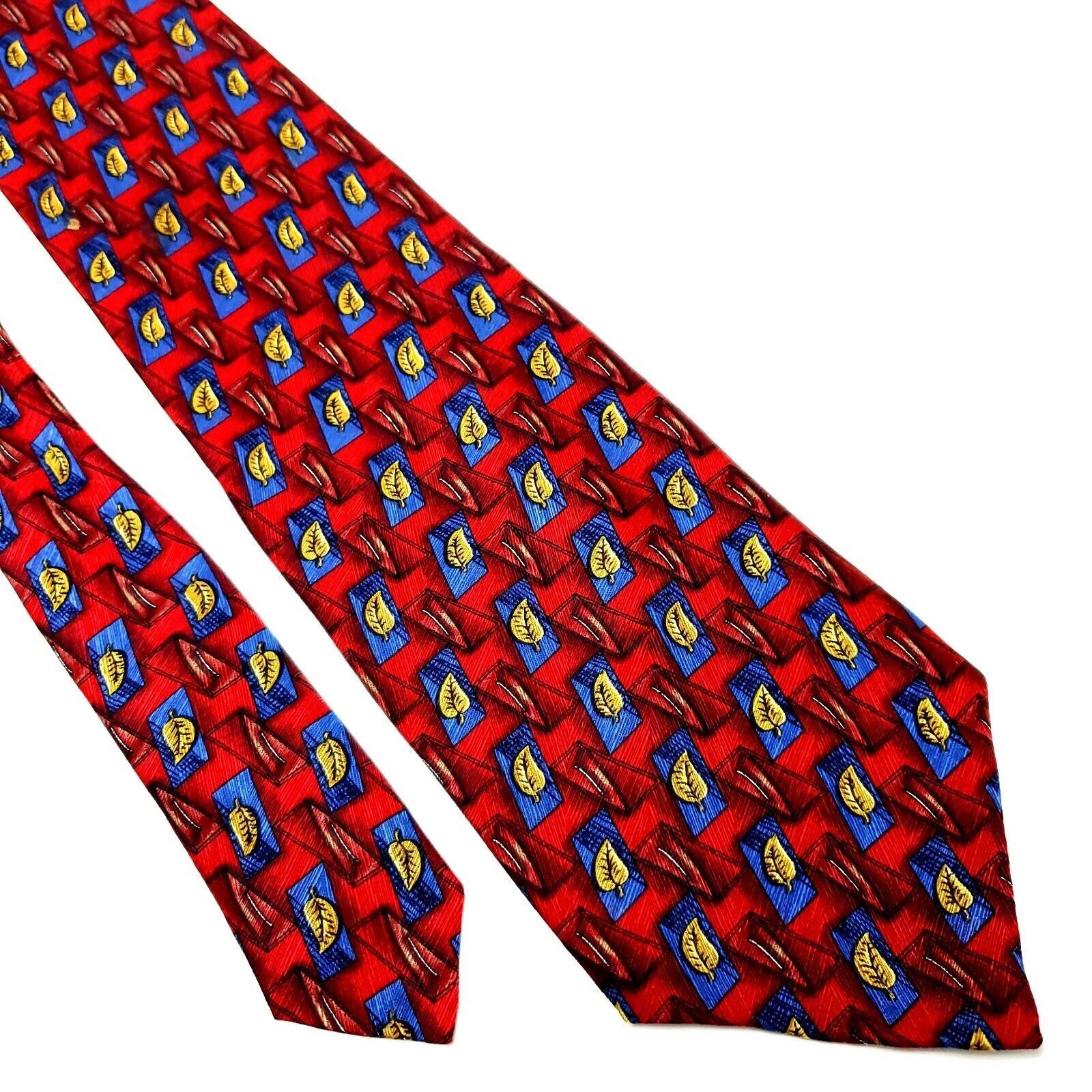 Vintage Ferrell Reed Silk Tie Print Red Wide Geometric Leaf Abstract Size ONE SIZE - 1 Thumbnail