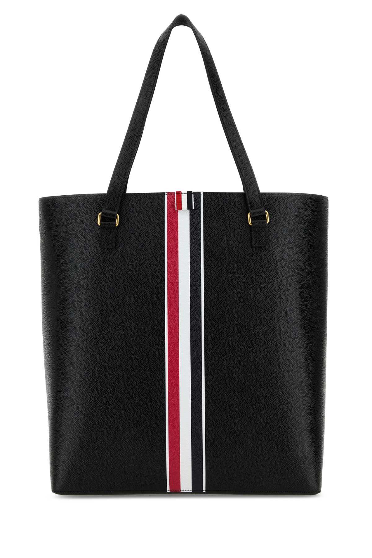 Thom Browne Black Leather Shopping Bag Size ONE SIZE - 1 Thumbnail
