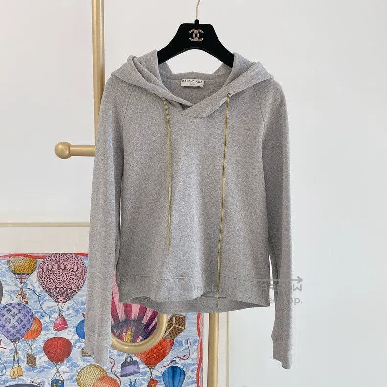 Balenciaga Gray Hoodie with Small Logo on Back