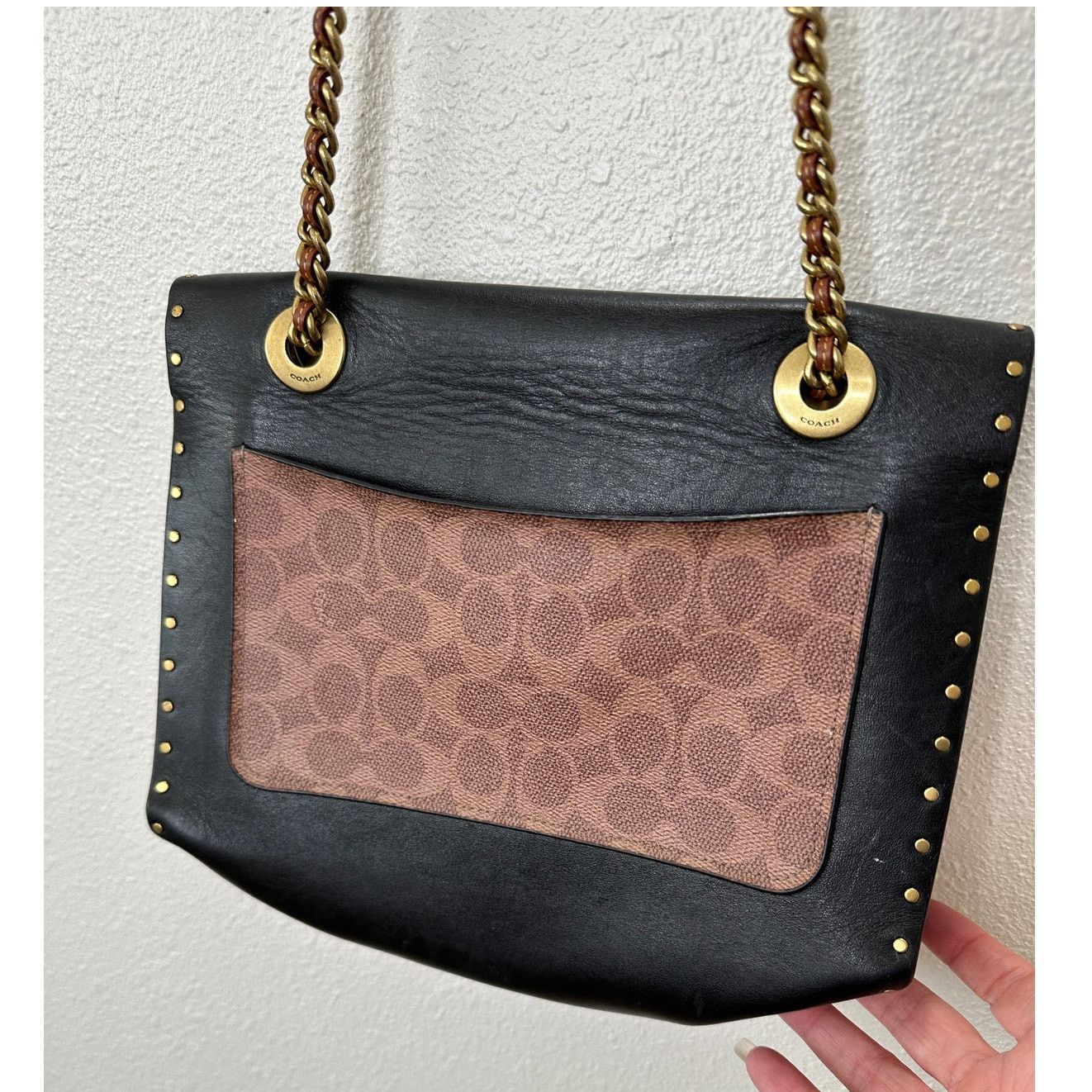 Coach Vintage Coach Tea Rose Parker Bag Rivets Snakeskin Detail Size ONE SIZE - 9 Thumbnail