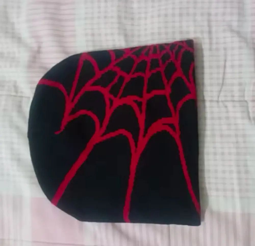 Japanese Brand Y2K Spiderweb beanie (black red) Size ONE SIZE - 3 Thumbnail