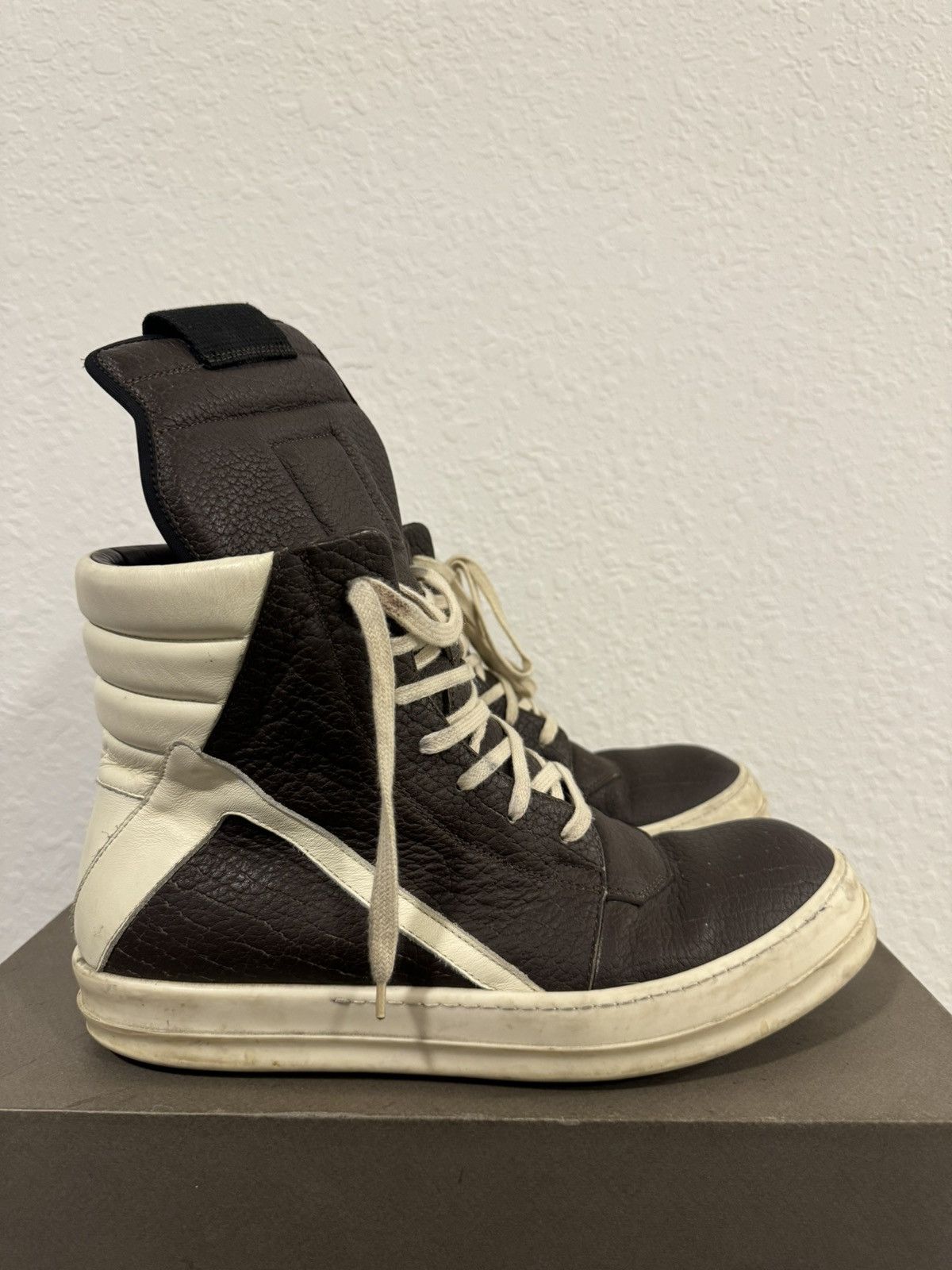 RICK OWENS Geobasket Brown Hi Top Sneakers