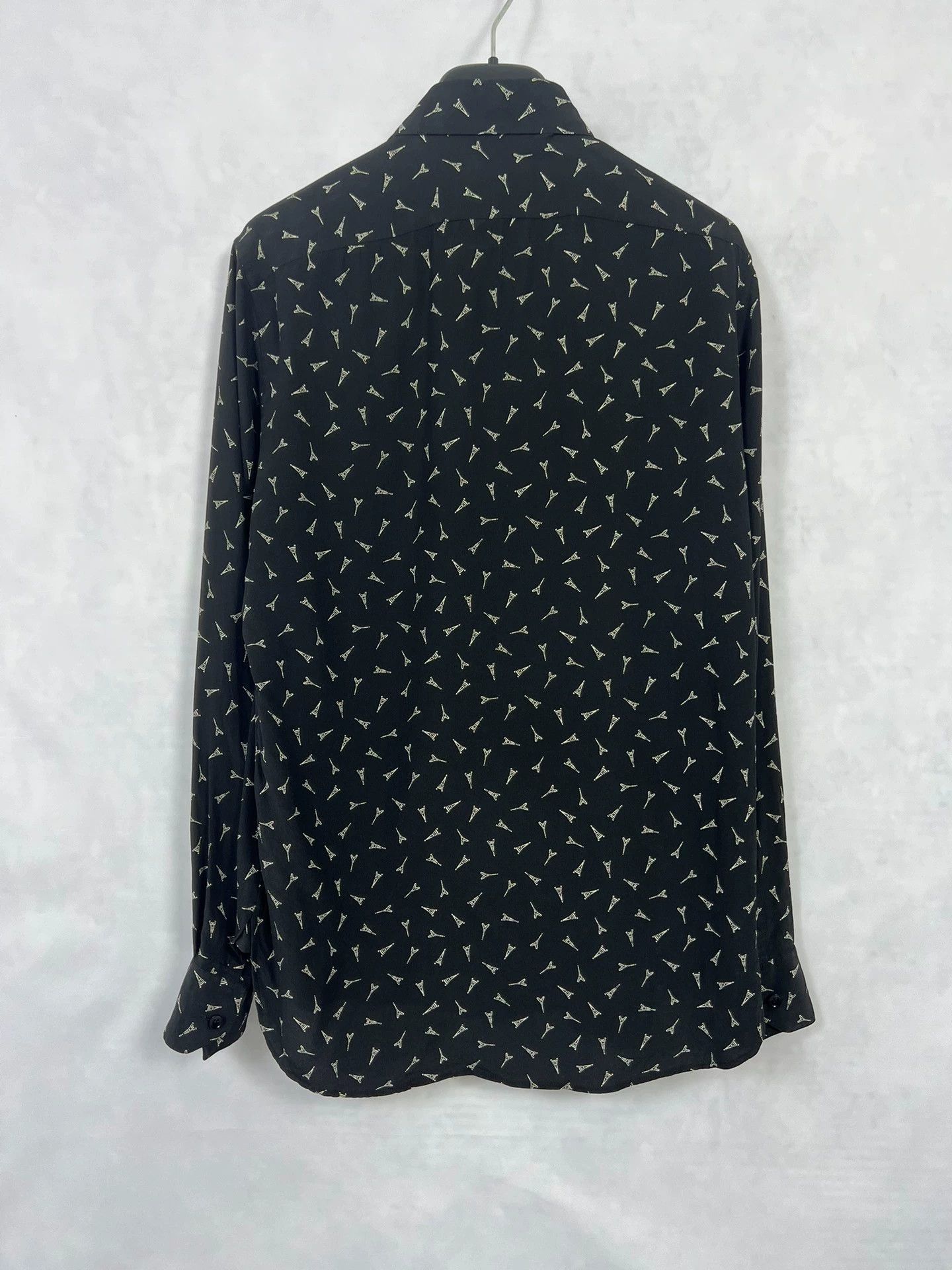 Saint Laurent Paris Saint Laurent SLP19FW Silk Eiffel Tower Print Black 38 Shirt Size US M / EU 48-50 / 2 - 2 Thumbnail