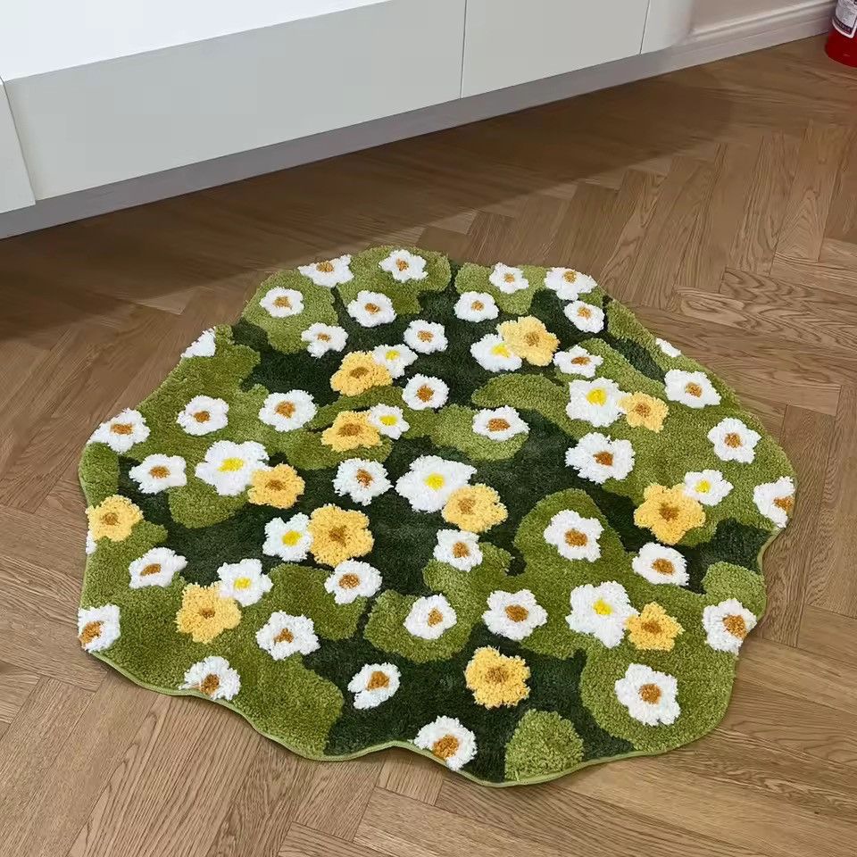 Handmade Daisy Flowers Tufting Bathroom Bedroom Rug Carpet Size ONE SIZE - 1 Thumbnail