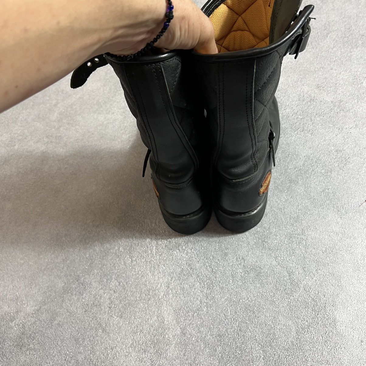 Harley Davidson 🖤 Vintage Harley-Davidson Quilted Leather Biker Boots Size US 7 / IT 37 - 7 Thumbnail