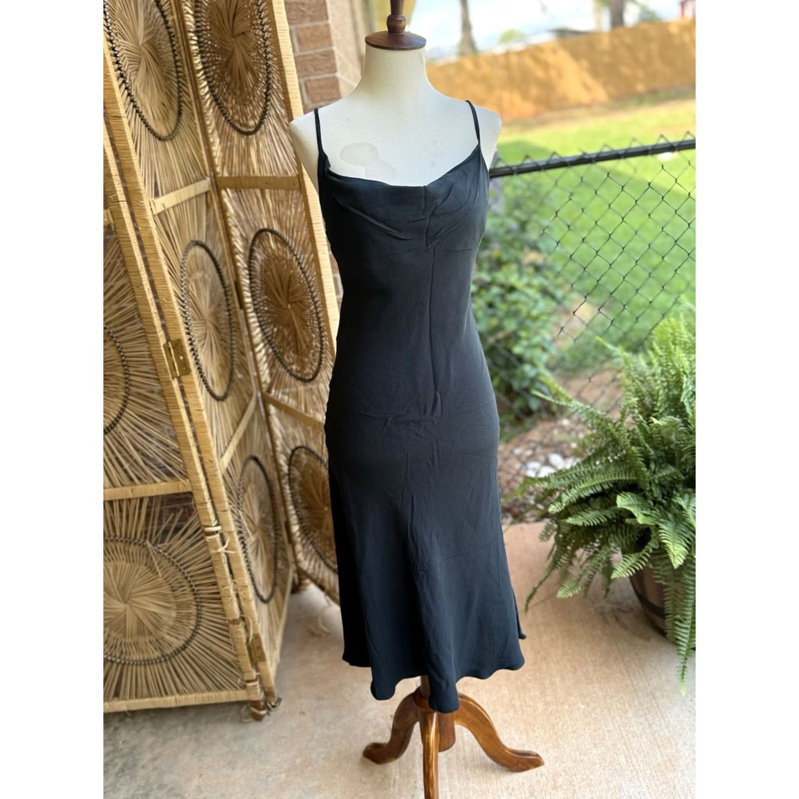 Loft VINTAGE LOFT Black Cowl Neck Slip Dress Womens Long Size 0 Size XS / US 0-2 / IT 36-38 - 2 Thumbnail