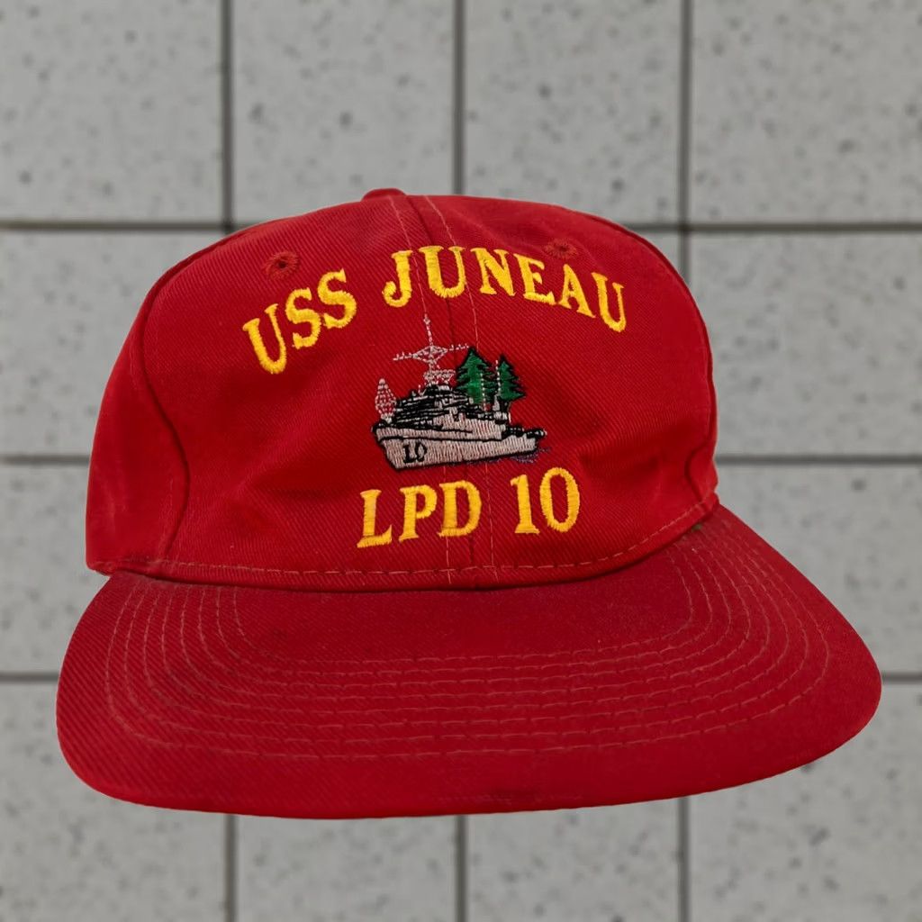 Vintage VINTAGE USS JUNEAU LPD 10 Cap Men Red USA Made in USA Snapback Size ONE SIZE - 1 Thumbnail