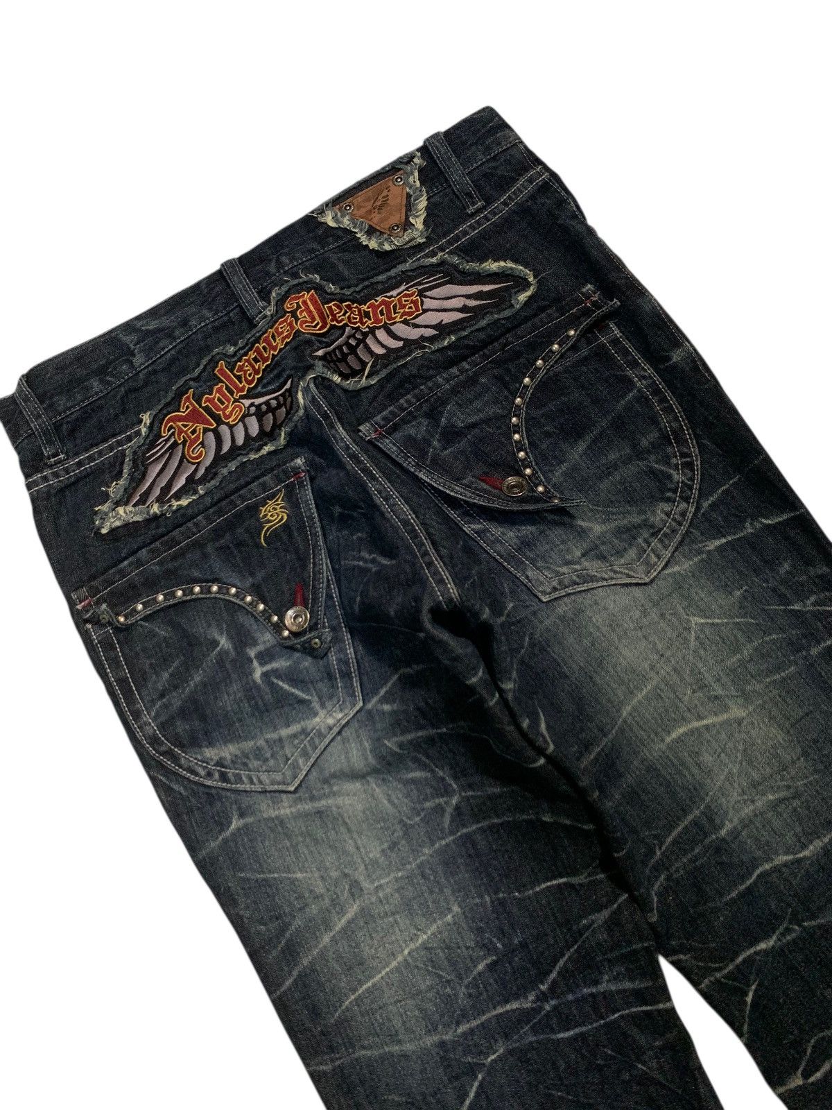 Tornado Mart FLARE💥NYLAUS JEANS RUSTY PUNK STYLE DISTRESSED DENIM Size US 31 - 5 Thumbnail