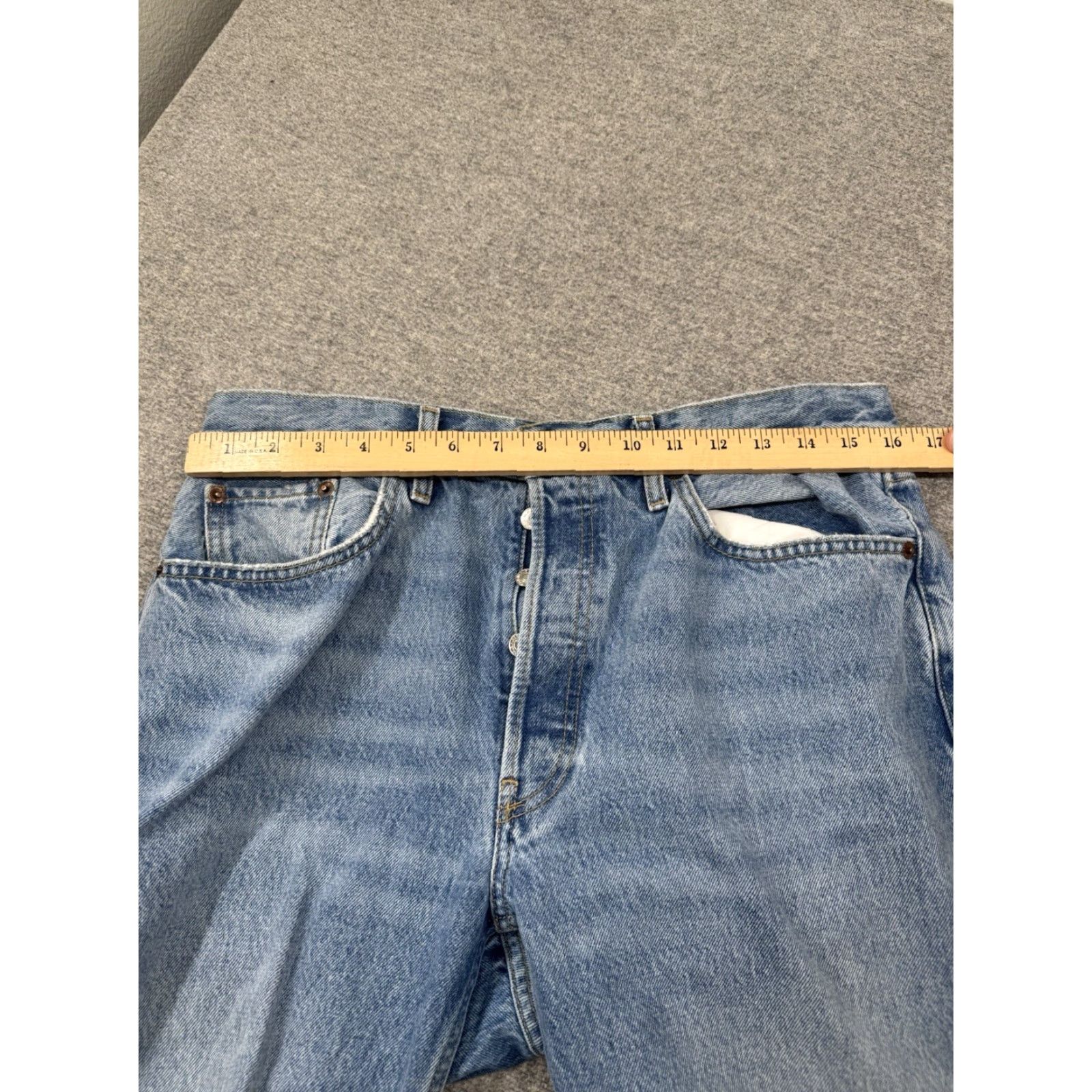 RE/DONE Re/Done Jeans Womens Cotton Denim Distressed High-Rise Tapered Blue Size 29 Jeans (Blue) Womens Regular 30in Inseam 32in Waist Size 29" - 5 Thumbnail