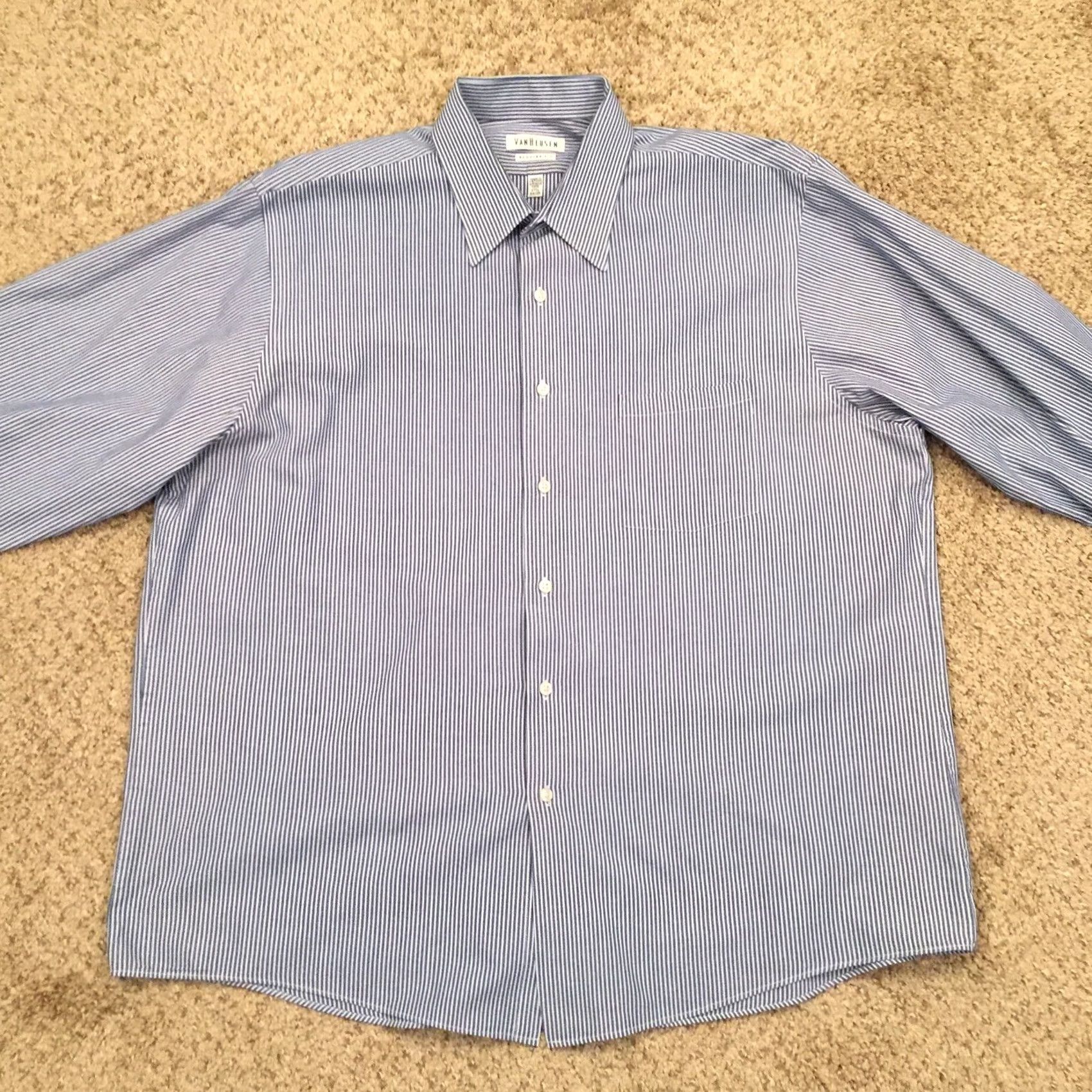 Van Heusen Van Heusen Shirt Mens 17.5 Blue Striped Long Sleeve Button-Up Regular Cotton Blend Collection Shirt Men Size US XXL / EU 58 / 5 - 4 Thumbnail