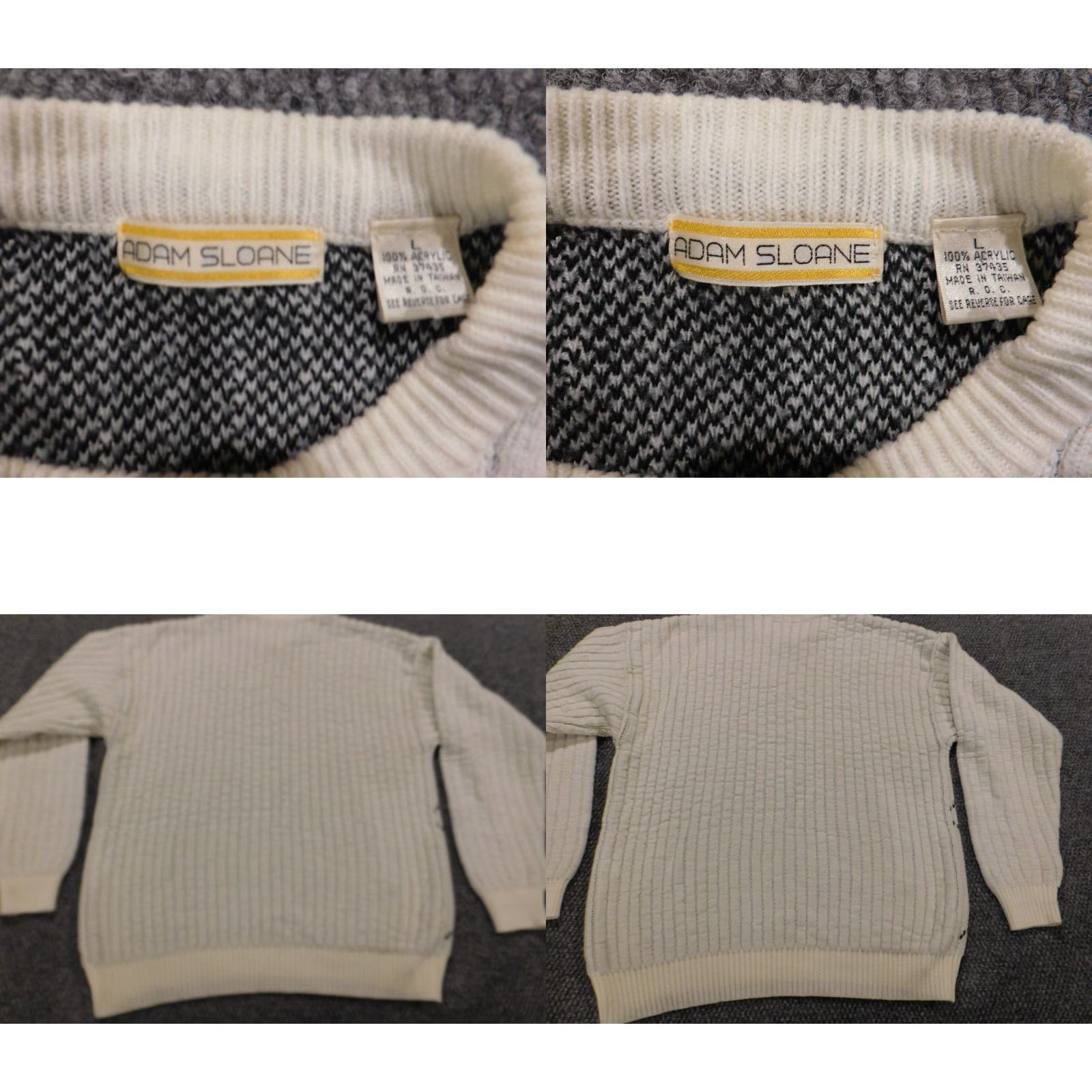 Vintage Adam Sloane Mens Sweater Large Beige Crewneck Pullover Knit" Size US L / EU 52-54 / 3 - 8 Thumbnail