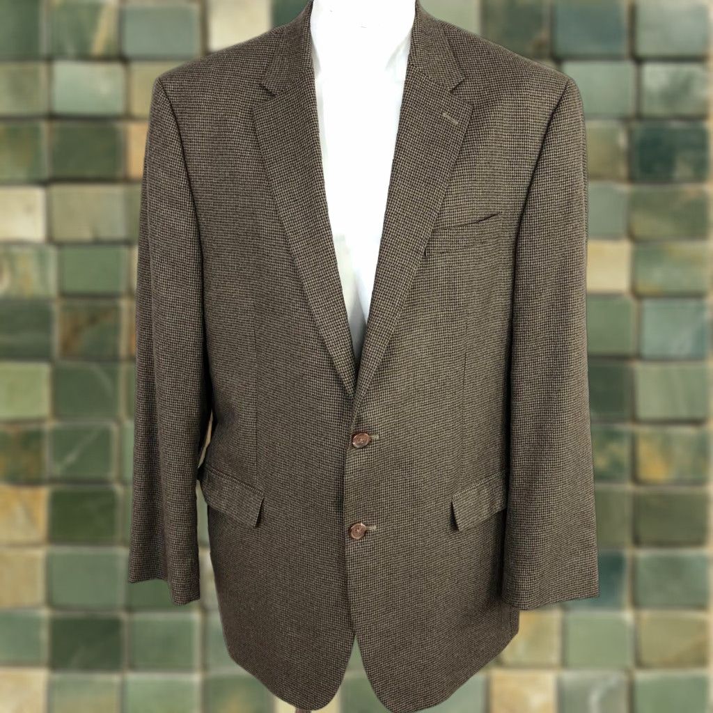 Ralph Lauren Lauren Ralph Lauren Green Label Sport Coat Jacket Houndstooth Polyester Men Regular 44L Brown Notch Lapel Four-Button Two-Button Front Size US S / EU 44-46 / 1 - 1 Thumbnail
