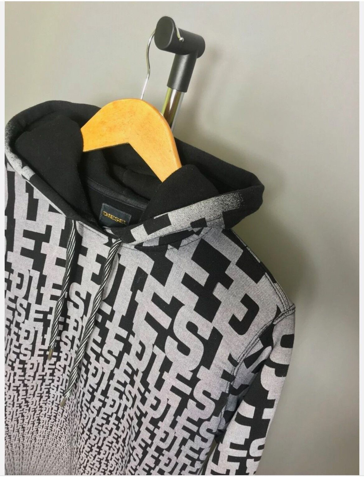 Designer × Diesel × Vintage Diesel MONOGRAM HOODIE Black Grey Mens y2k casual Size US M / EU 48-50 / 2 - 3 Thumbnail