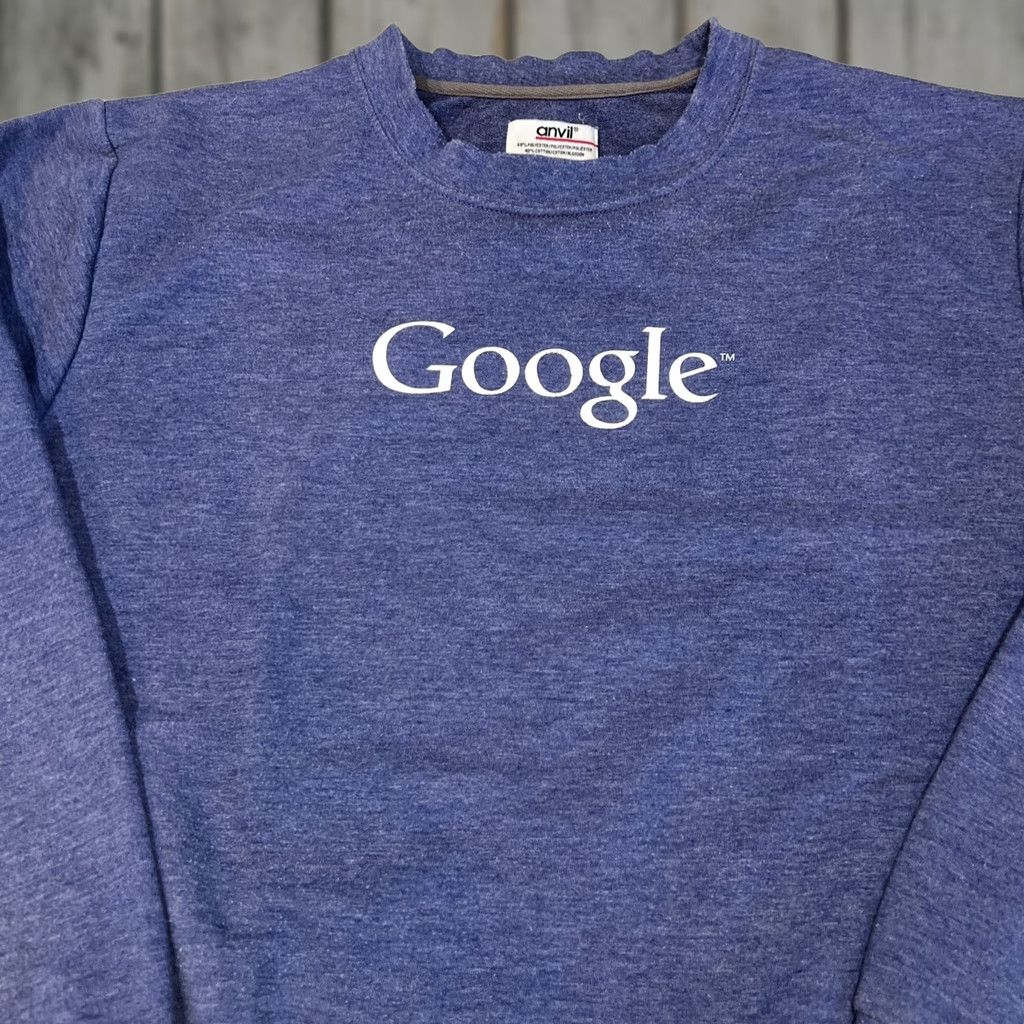 Anvil VINTAGE Anvil Sweatshirt Men L Crew Neck Long Sleeve Blue Google Logo 90s Mens Pullover Lightweight Lightweight 90s (Note: Avoid duplication) Size US L / EU 52-54 / 3 - 1 Thumbnail