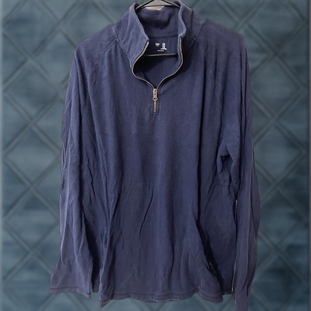 Gap VINTAGE Gap Sweater Shirt Mens XL Navy 1/4 Zip Pullover Casual City Sports Crew Neck Fleece Logo Men Size US XL / EU 56 / 4 - 1 Thumbnail
