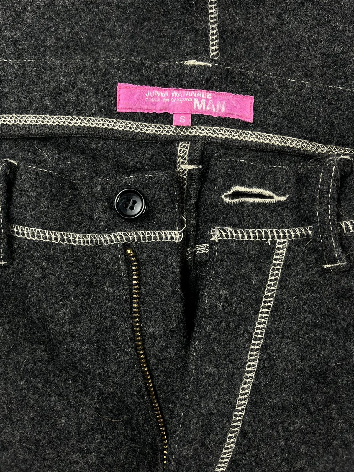 Comme des Garcons × Junya Watanabe × Vintage AW03 Junya Watanabe Contrast Stitch Grey Wool Jeans Size US 29 - 5 Thumbnail