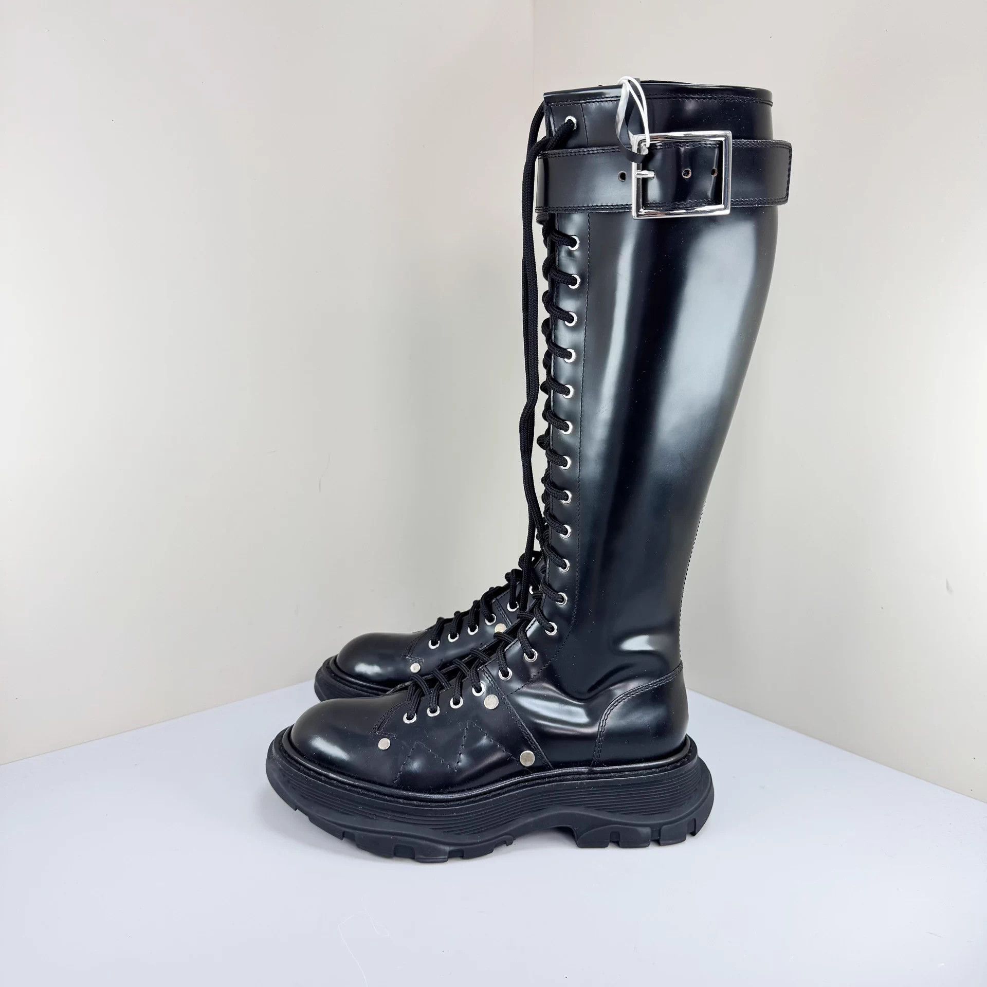 Alexander McQueen Alexander McQueen Knee-High Strappy Biker Boots EU35 New Size US 4 / IT 34 - 1 Thumbnail