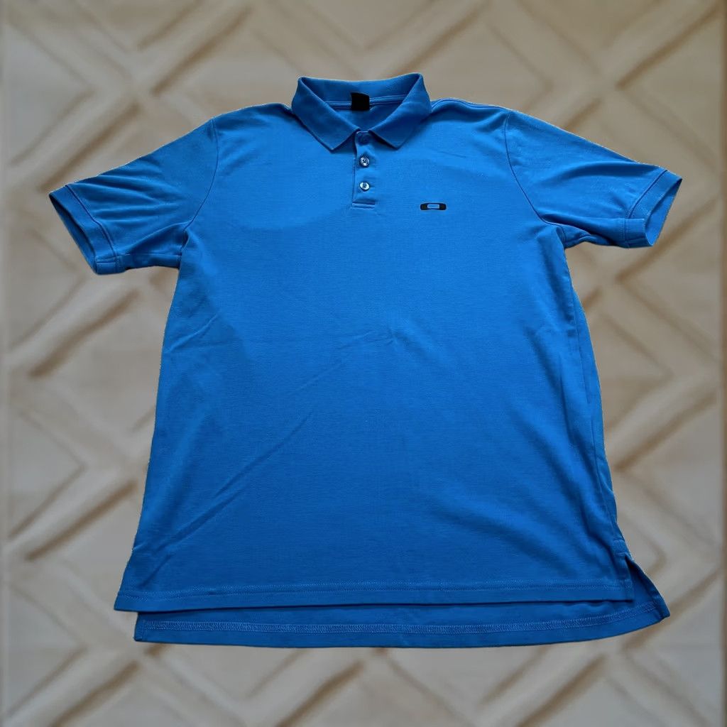 Oakley VINTAGE Oakley Polo Shirt Mens L Blue Golf Rugby Preppy Chest Logo Collared Cotton Size US L / EU 52-54 / 3 - 1 Thumbnail