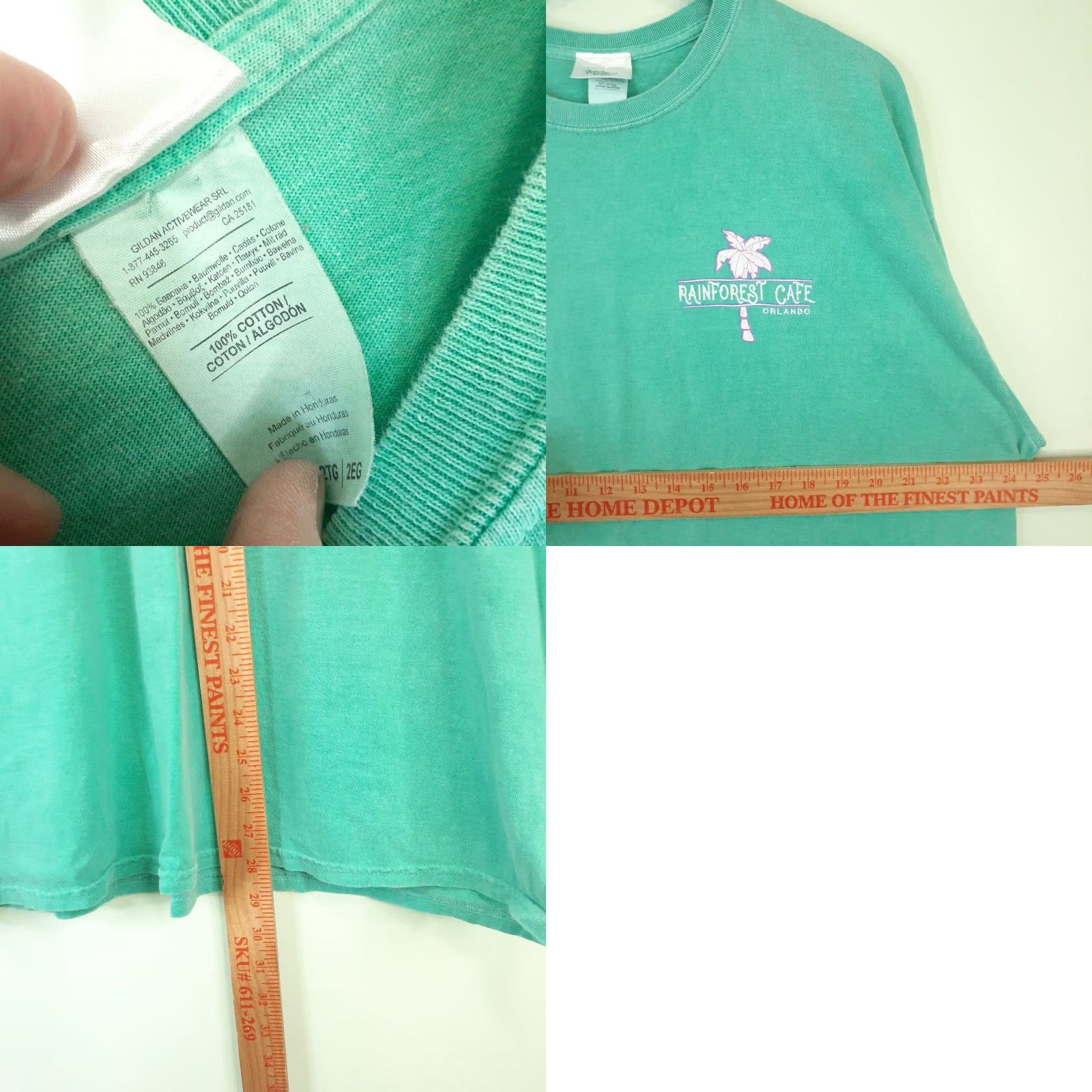 Paradise VINTAGE Rainforest Cafe Tee Shirt Short Sleeve 2XL Teal Unisex Adults Crew Neck Florida Size US XXL / EU 58 / 5 - 8 Thumbnail