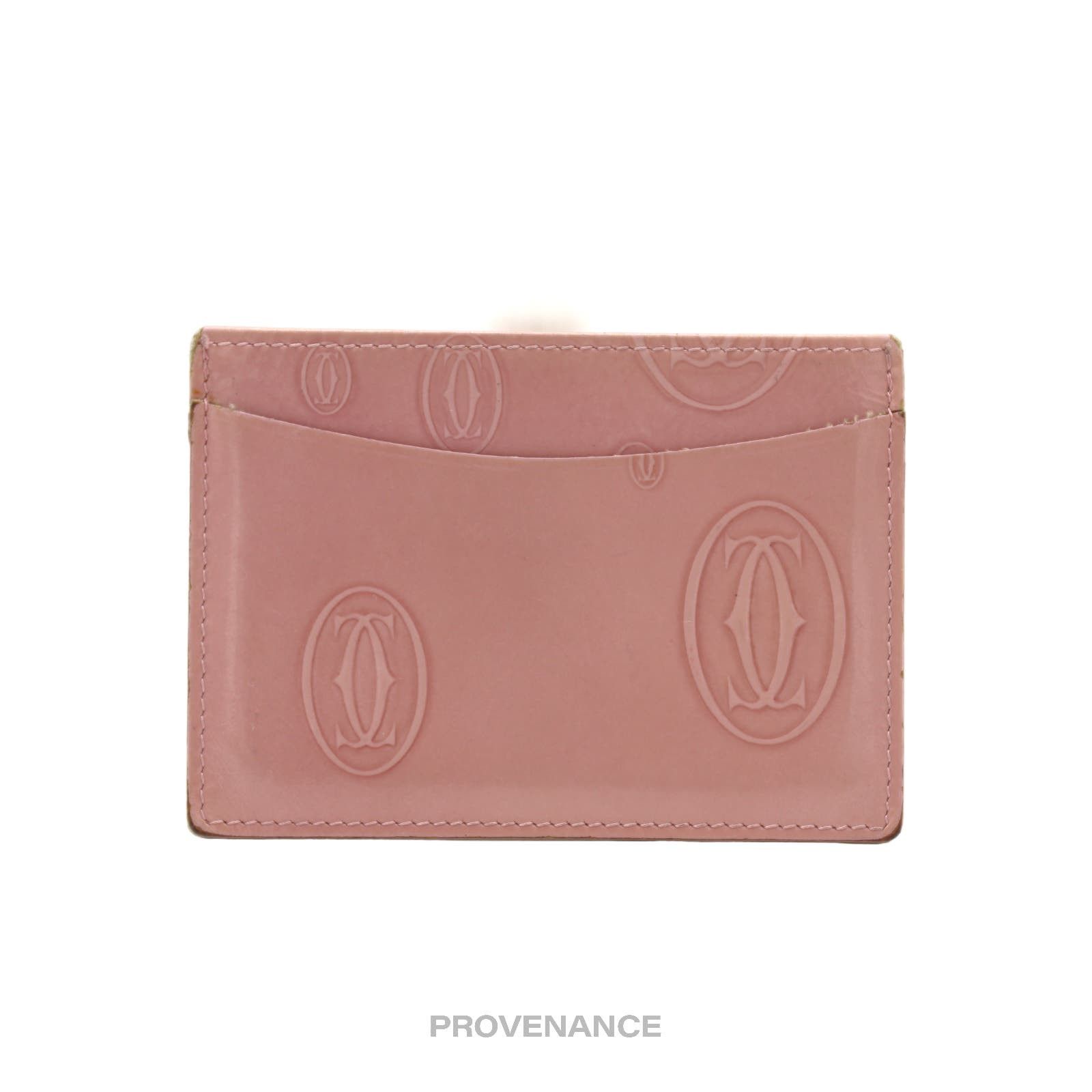 image of Cartier Happy Birthday Card Wallet - Pink Patent Leather, Women's