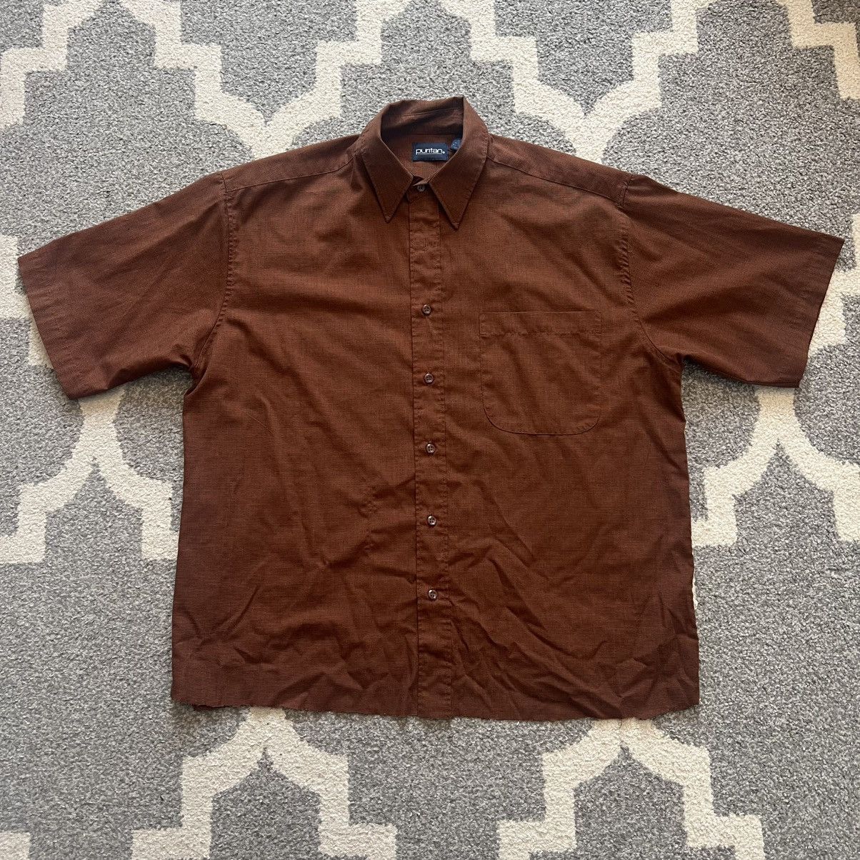 Vintage puritan red/brown cropped short sleeve button up tee Size US M / EU 48-50 / 2 - 1 Thumbnail