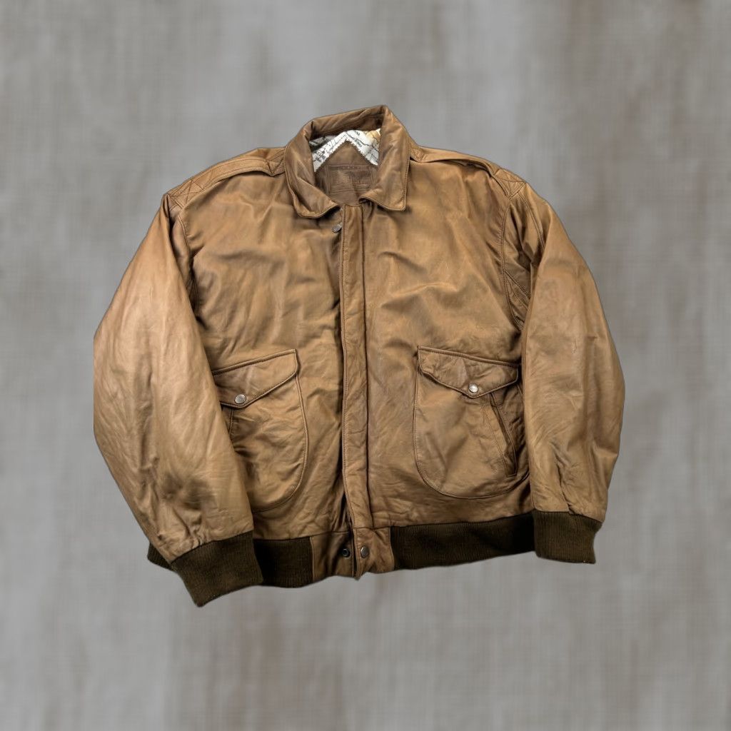 Roundtree & Yorke VINTAGE Roundtree & Yorke Jacket Mens XL Brown Leather Bomber Snap Flight Size US XL / EU 56 / 4 - 1 Thumbnail